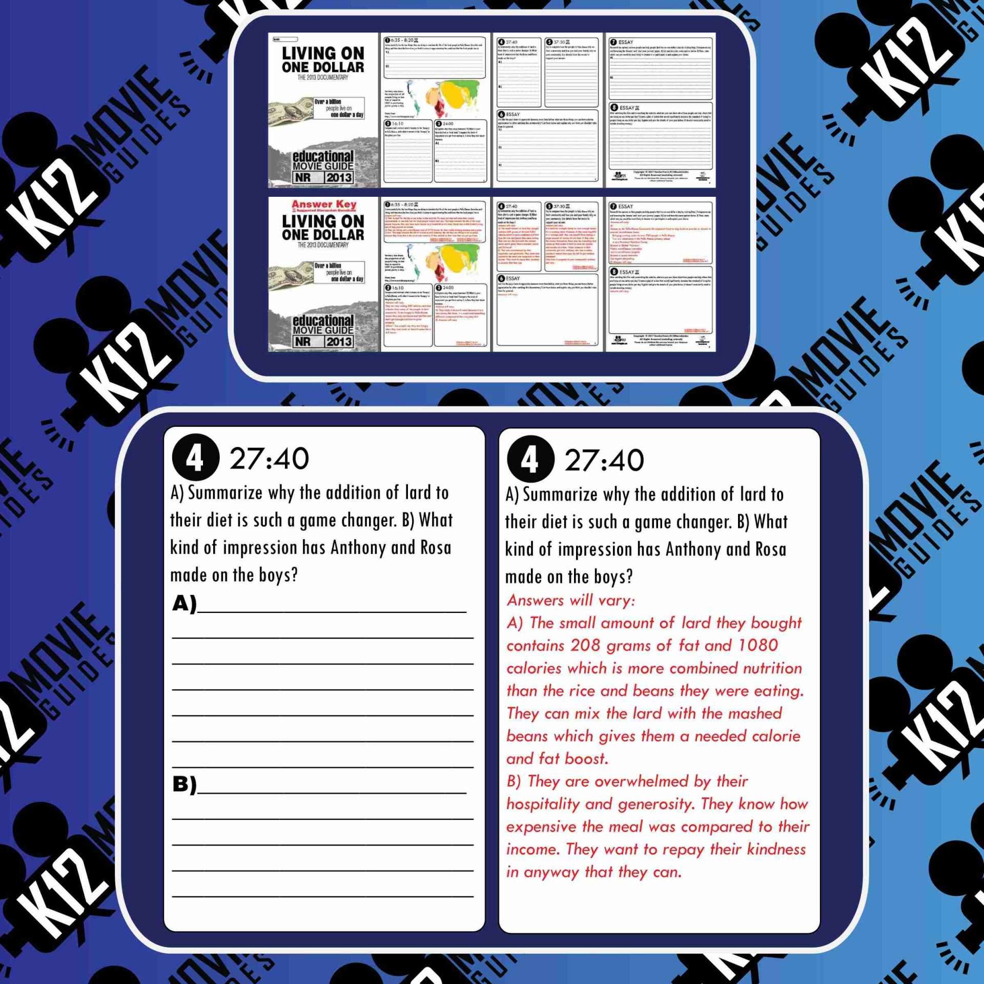 Living On One Dollar Movie Guide | Questions | Worksheet | Google Form (2013) Free Sample
