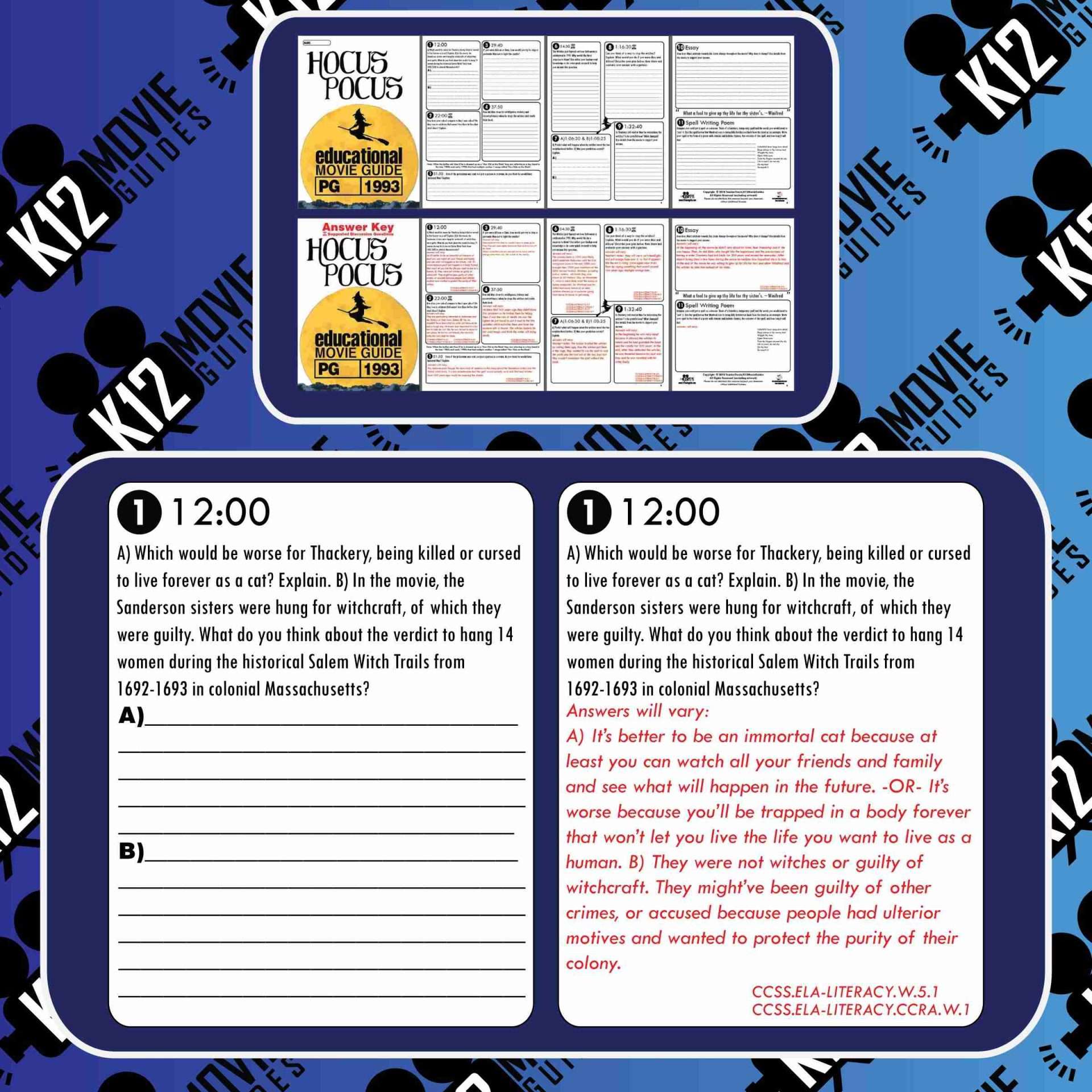 Hocus Pocus Movie Guide | Questions | Worksheet | Google (PG - 1993) Free Sample
