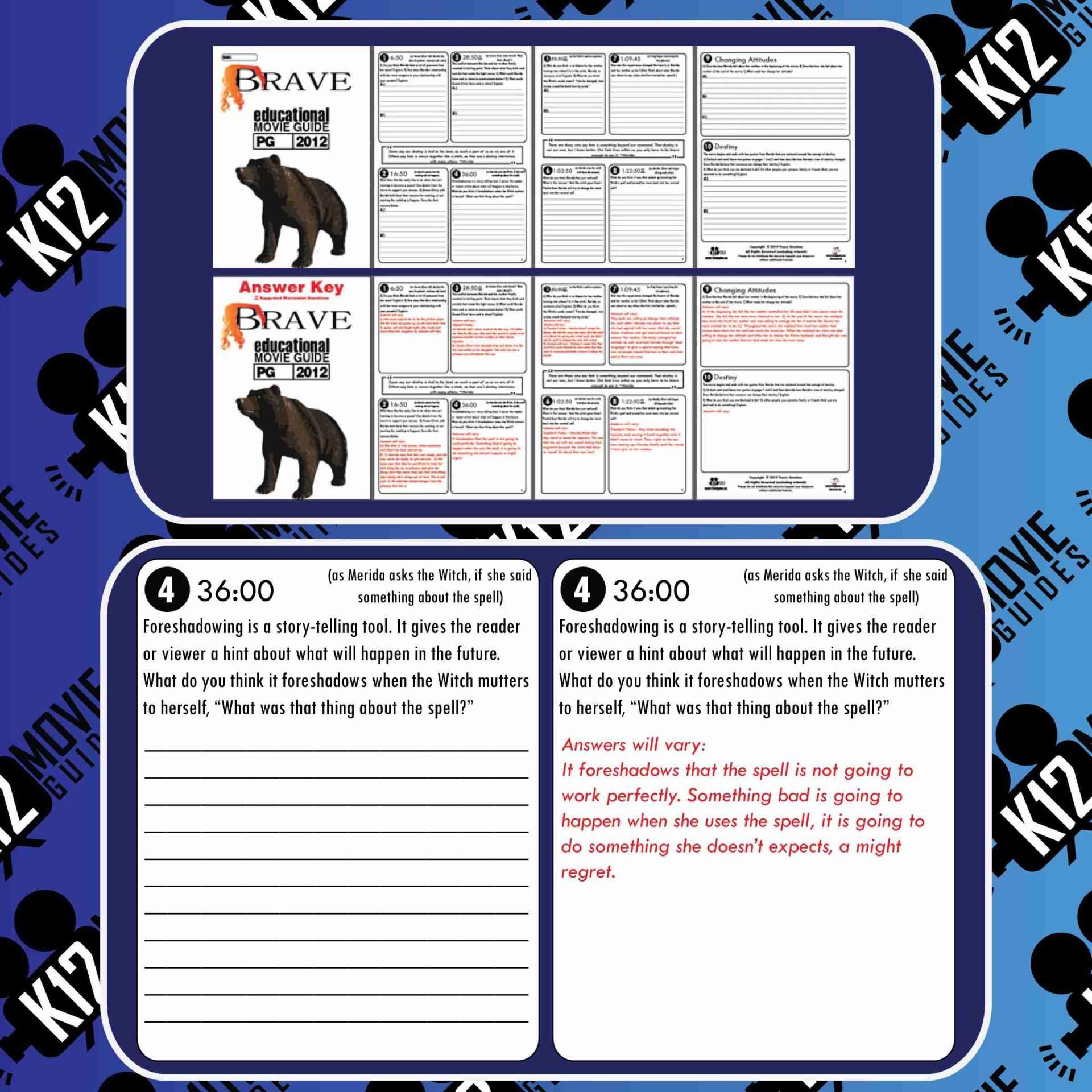 Brave Movie Guide | Questions | Worksheet (PG - 2012) Free Sample