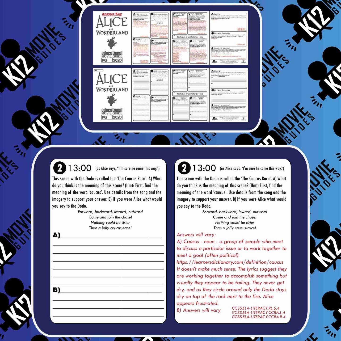 Alice in Wonderland Movie Guide | Worksheet | Questions | Google Slides (G - 1951) Sample