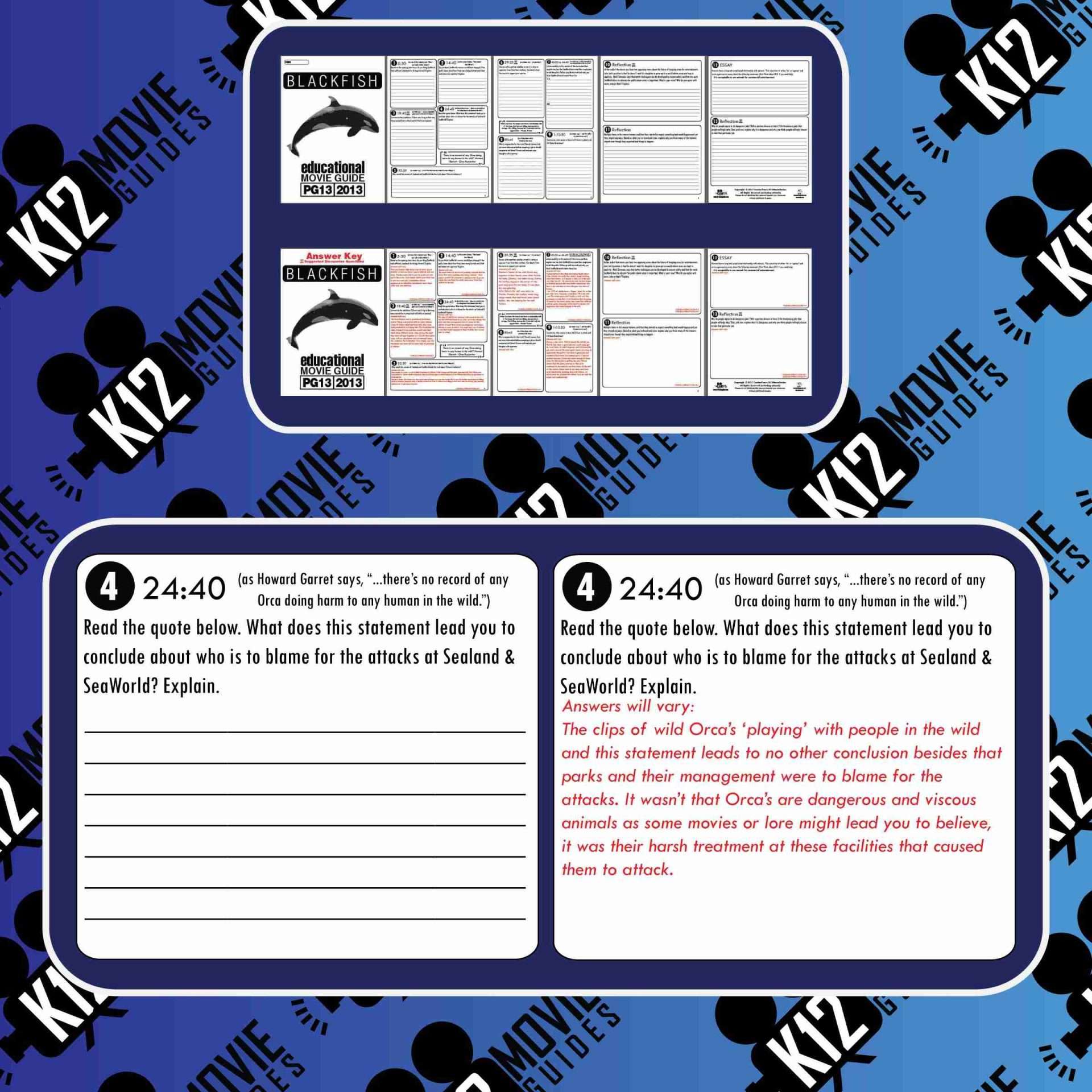 Blackfish Movie Guide | Worksheet | Questions | Google Form (PG13 - 2013) Sample