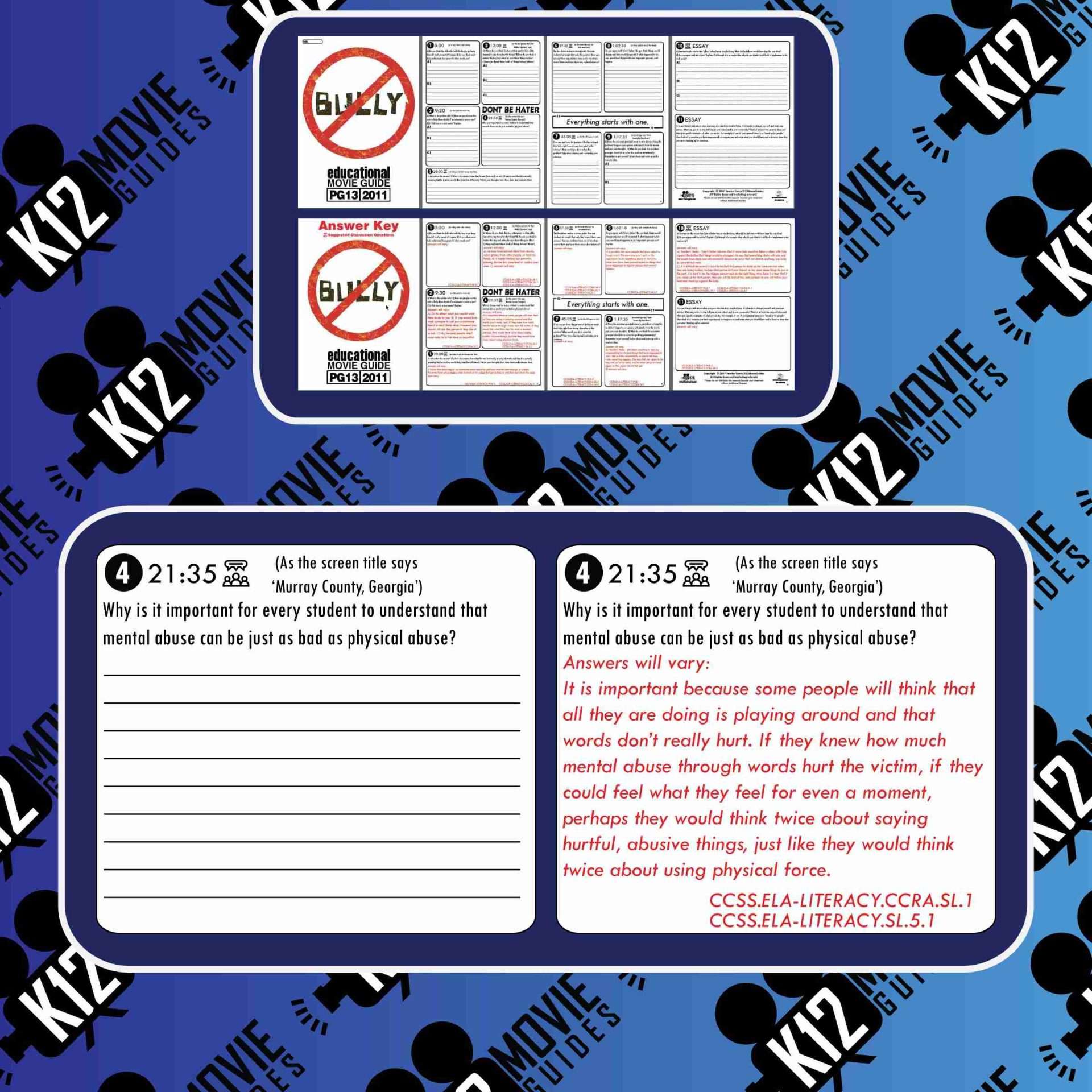Bully Movie (Documentary) Guide | Questions | Worksheet (PG13 - 2011) Free Sample