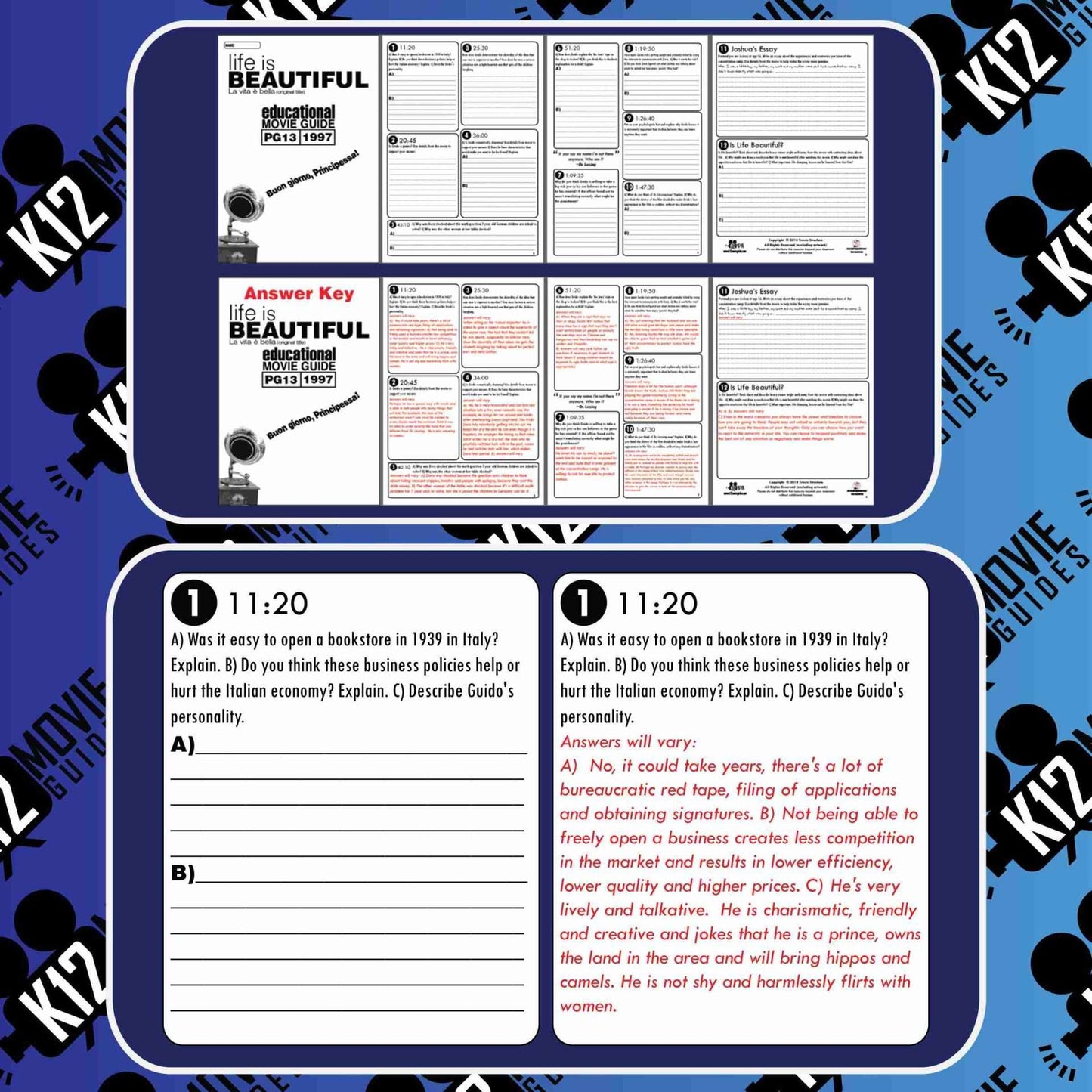 Life is Beautiful Movie Guide | Questions | Worksheet (PG13 - 1997) Sample