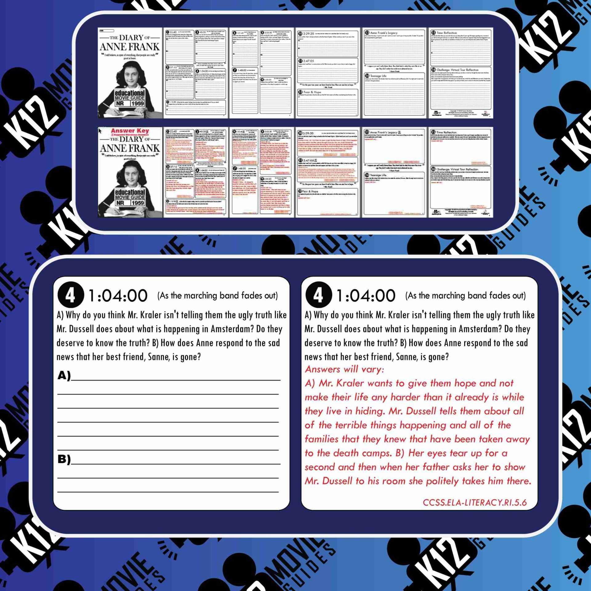 The Diary of Anne Frank Movie Guide | Questions | Worksheet (NR - 1959) Free Sample