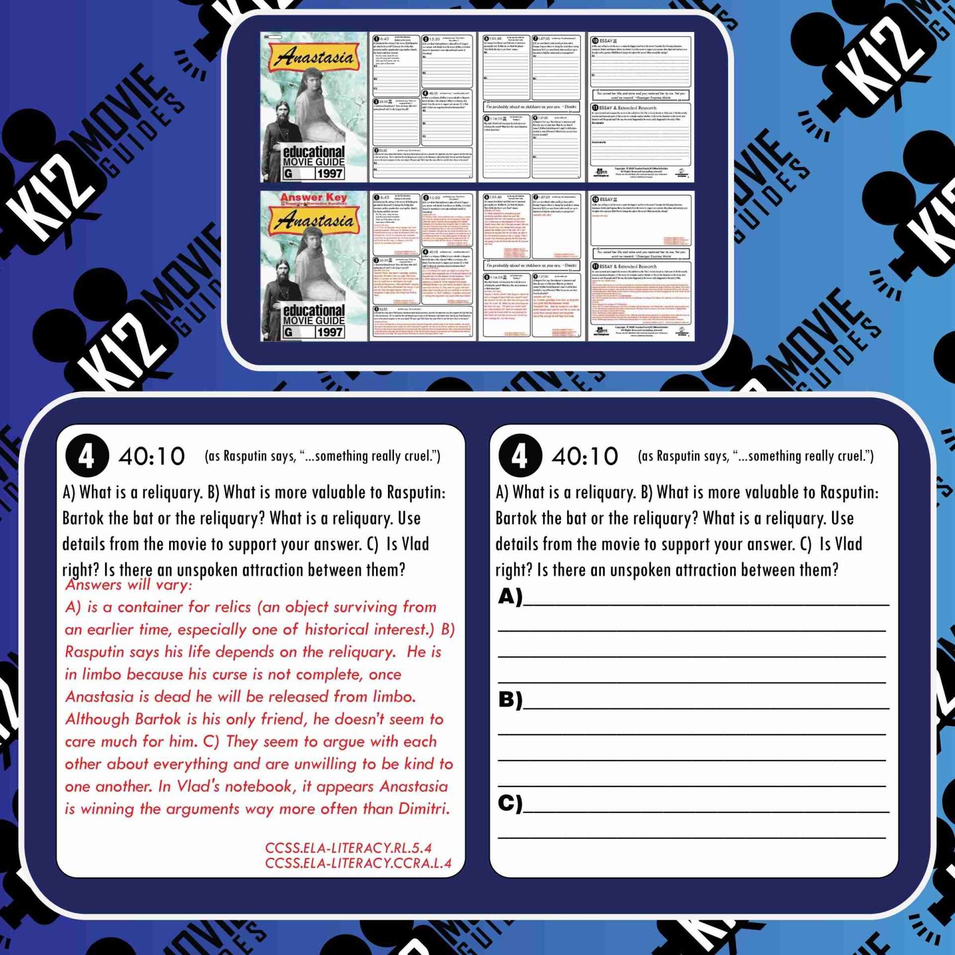 Anastasia Movie Guide | Questions | Worksheet (G - 1997) Free Sample