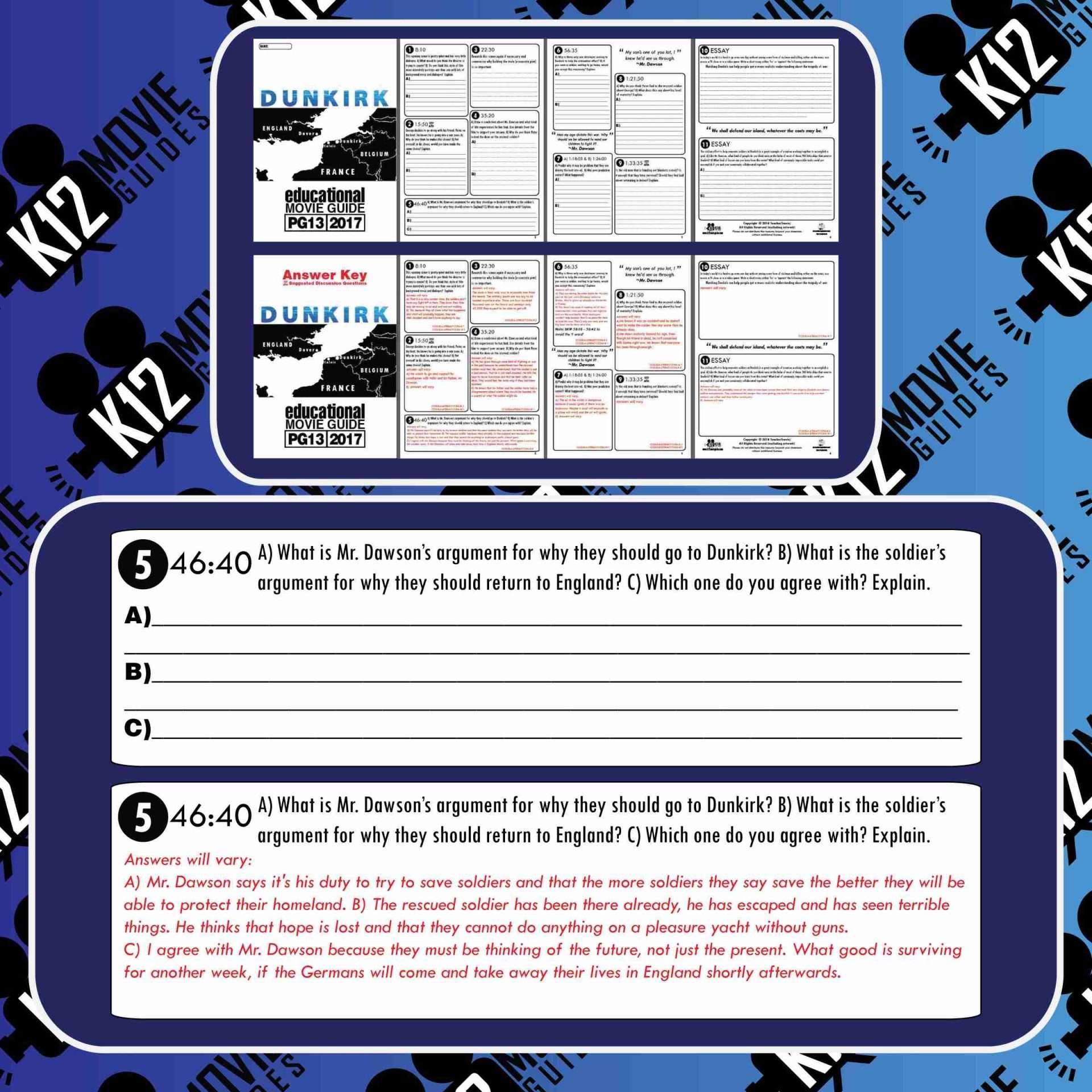 Dunkirk Movie Guide | Questions | Worksheet | Google Slides (PG13 - 2017) Sample