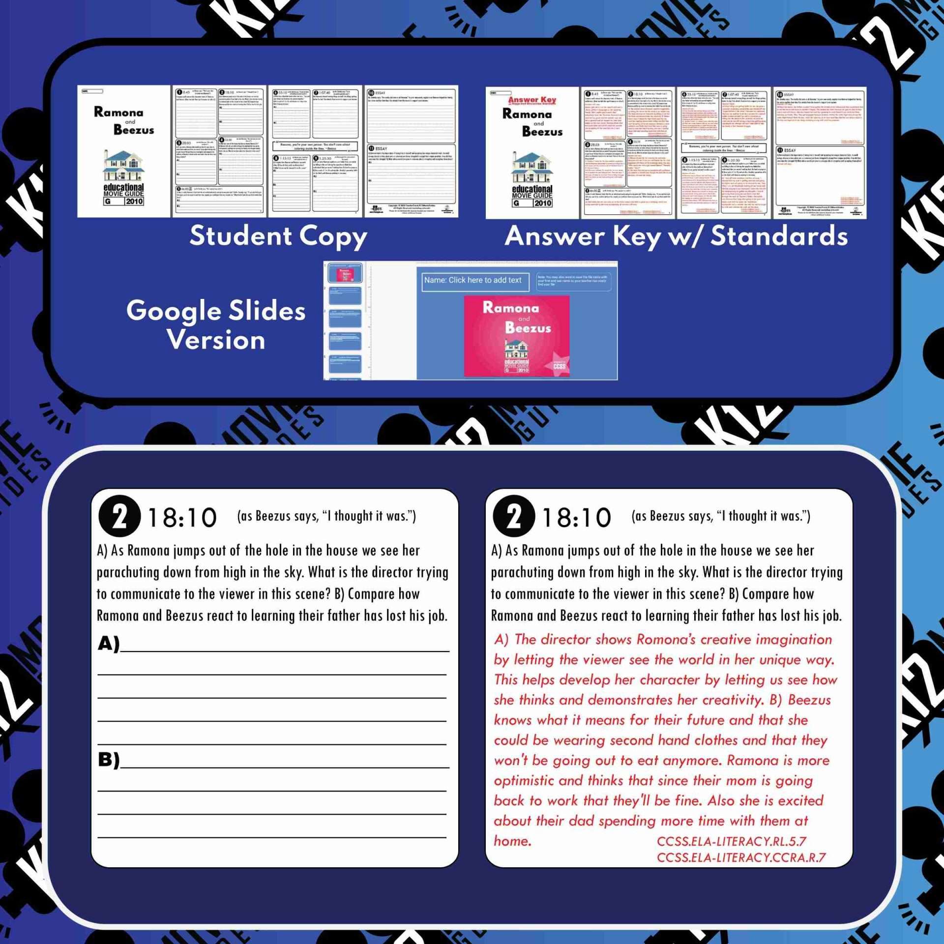 Ramona and Beezus Movie Guide | Worksheet | Questions (G - 2010) Sample
