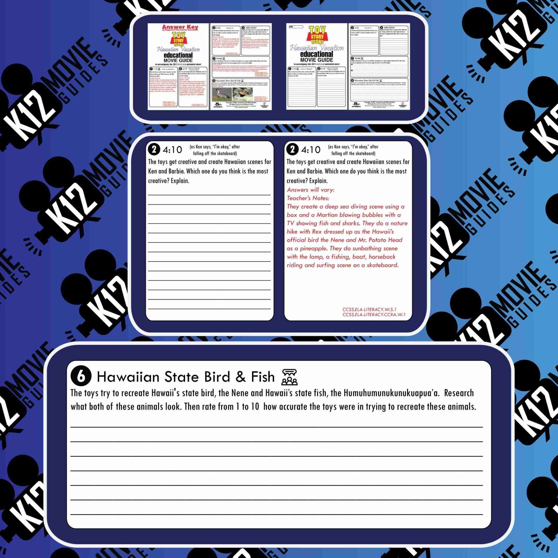 Toy Story Toons: Hawaiian Vacation Pixar Short Video Guide | Questions | Worksheet | Google (2011) Sample
