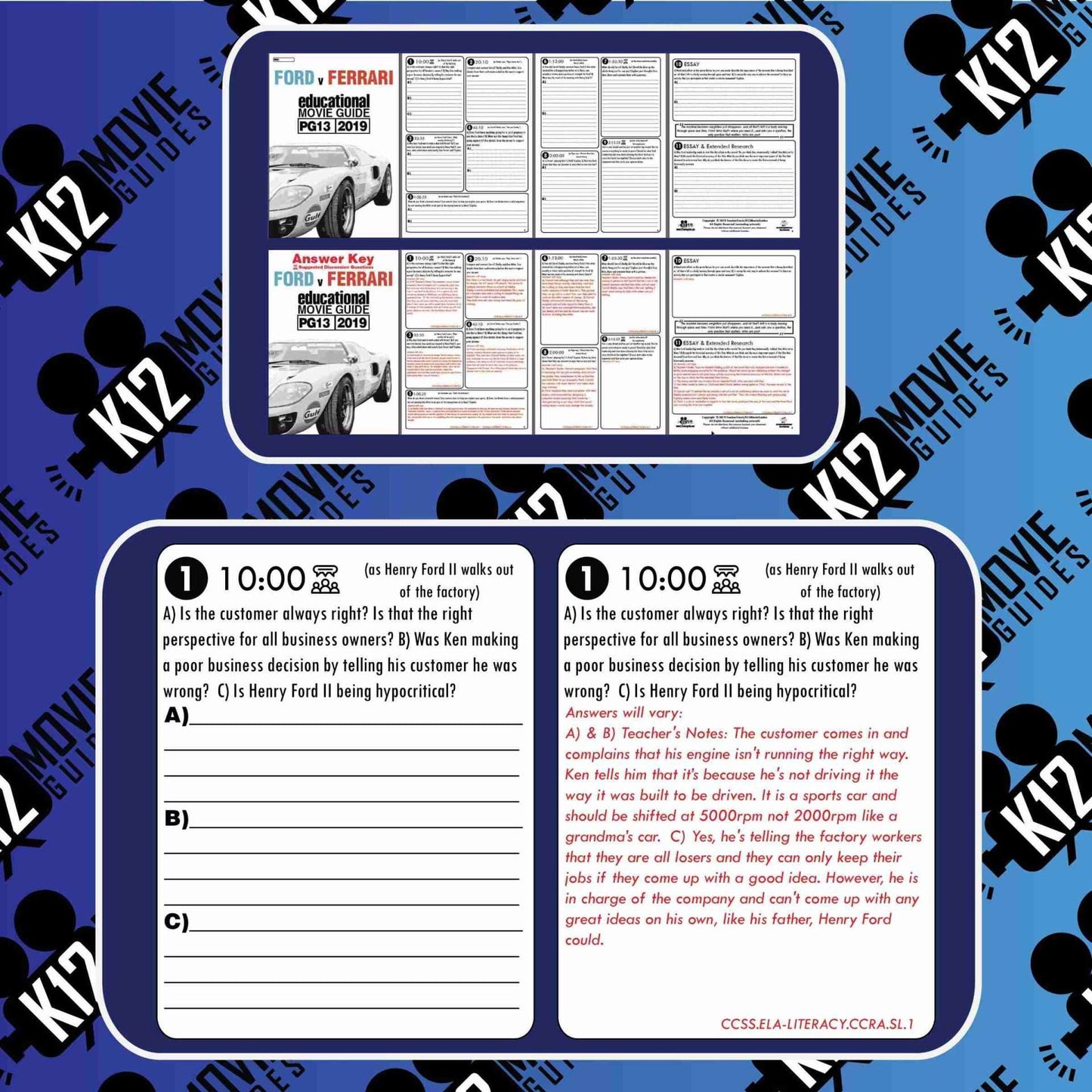 Ford v Ferrari Movie Guide | Questions | Worksheet (PG13 - 2019) Free Sample