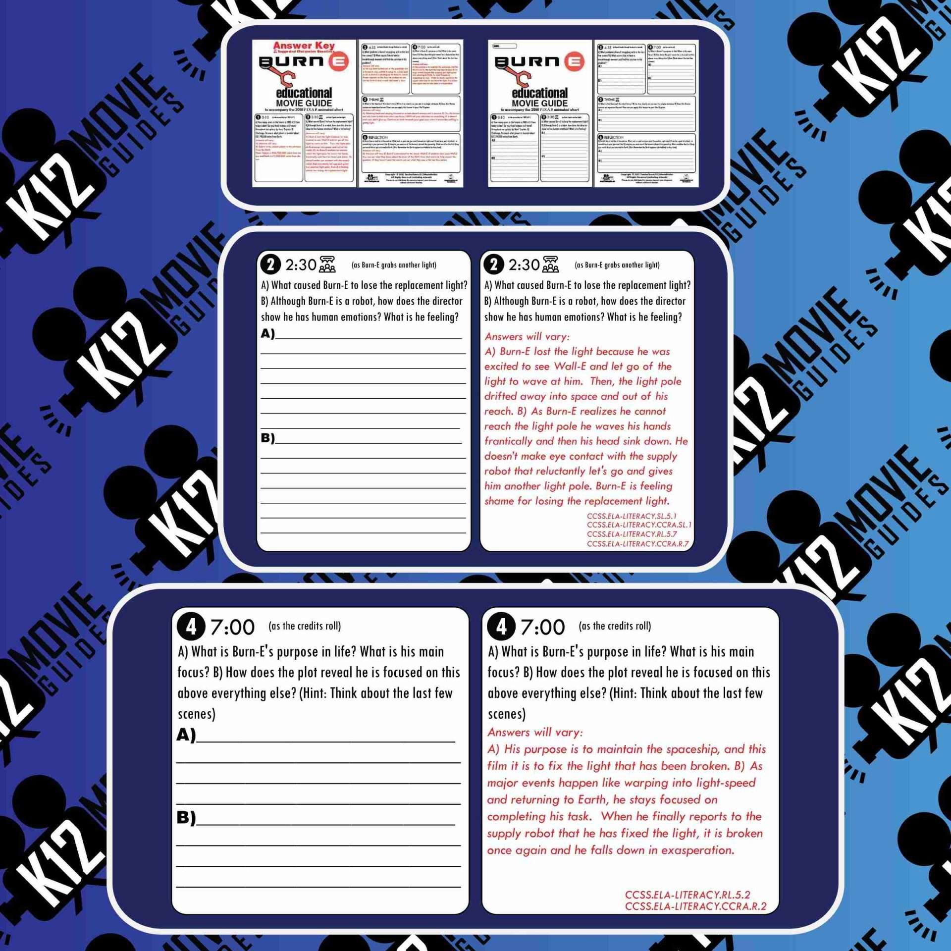 Burn-E Pixar Short Video Guide | Questions | Worksheet | Google Form (2008) Sample