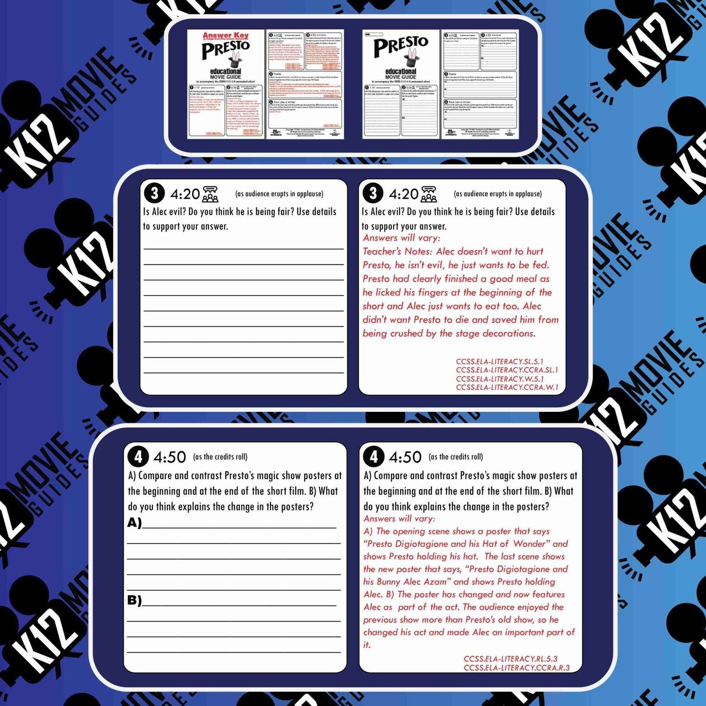 Presto (2008) - Pixar Short Video Guide | Questions | Worksheet | Google Form | Sample