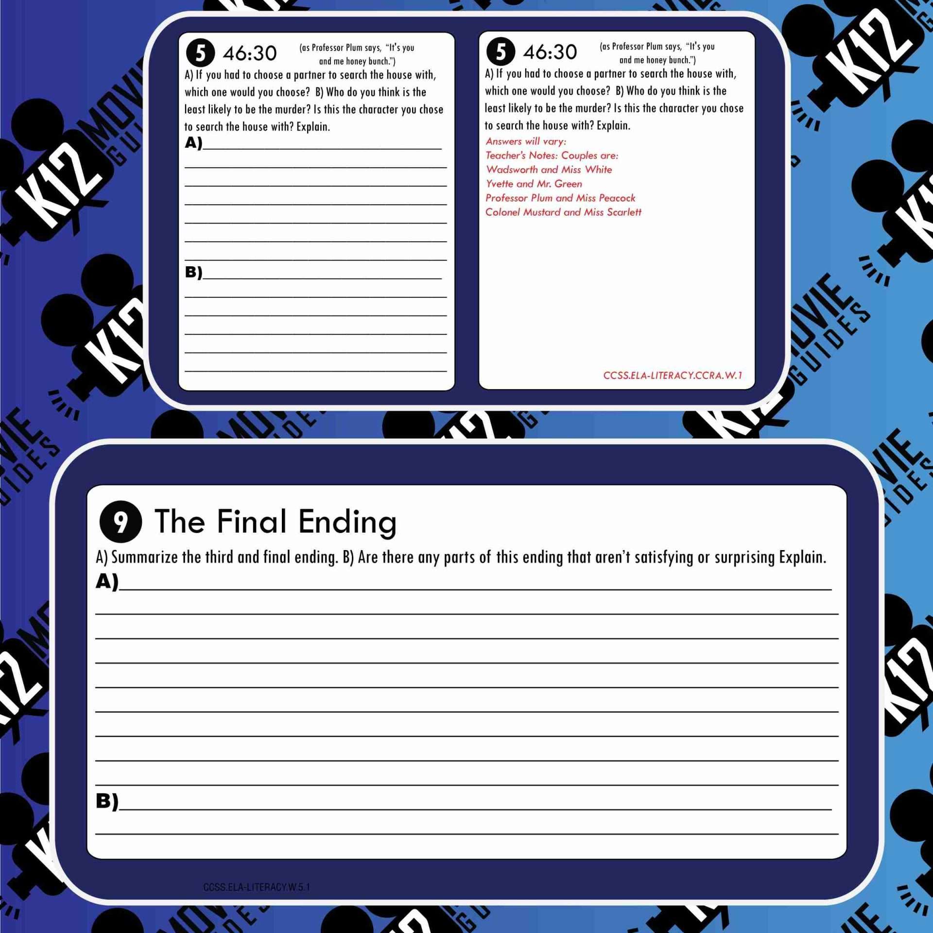 Clue Movie Guide | Worksheet | Character Analysis | Google Slides (PG - 1985) Sample