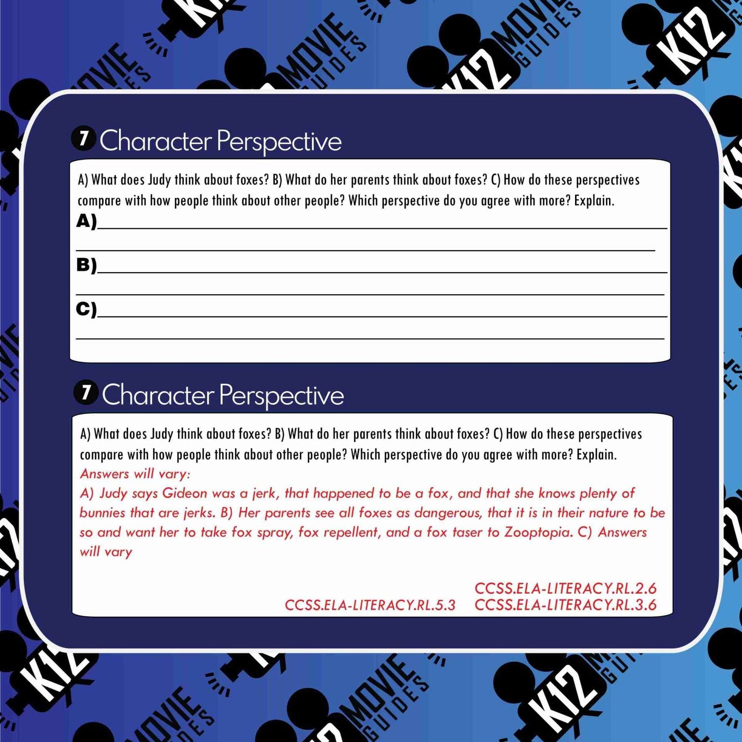Teach CCSS | Character Study | Perspective with short clip from Zootopia (2016) | Sample