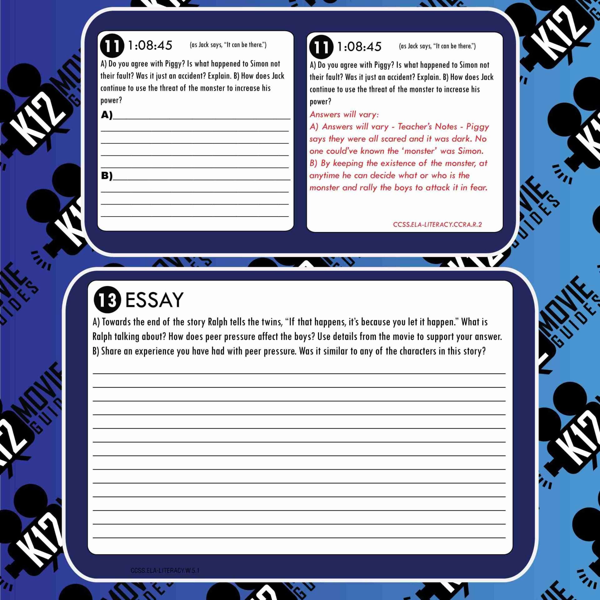 Lord of the Flies Movie Guide | Questions | Worksheet (R - 1990) Free Sample
