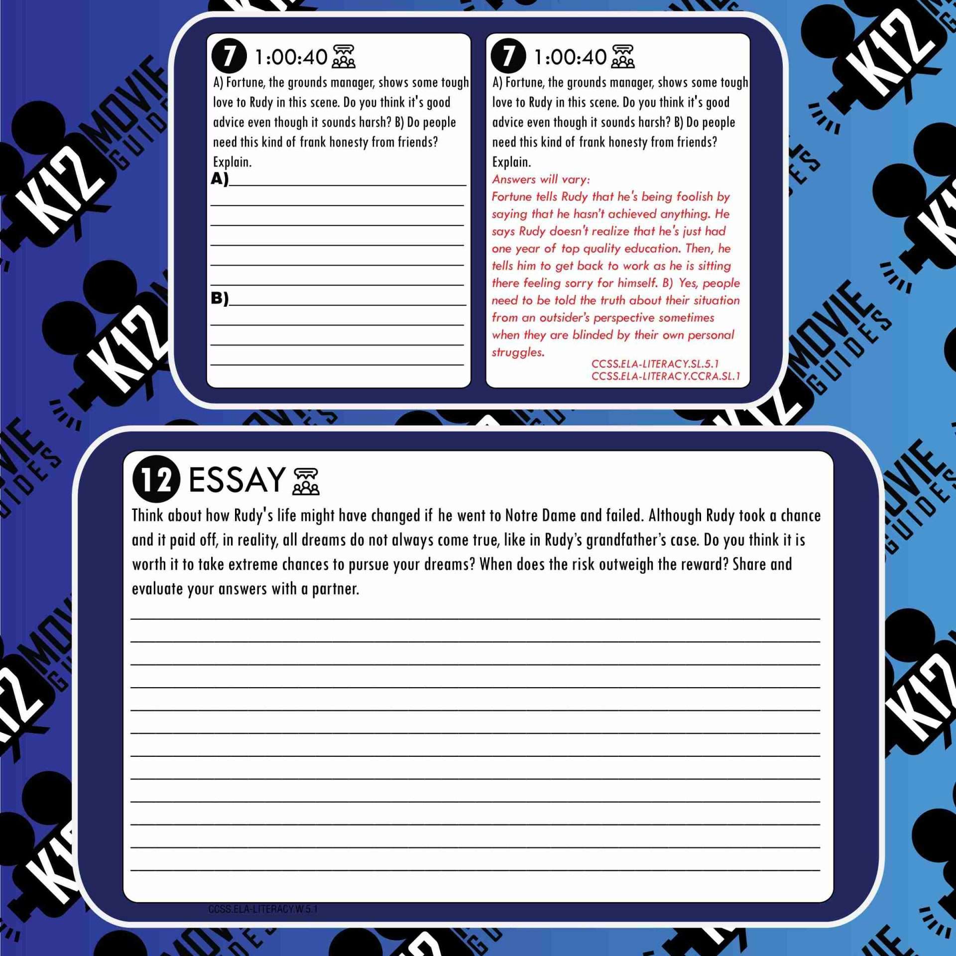 Rudy Movie Guide | Questions | Worksheet | Google Form (PG - 1993) Free Sample