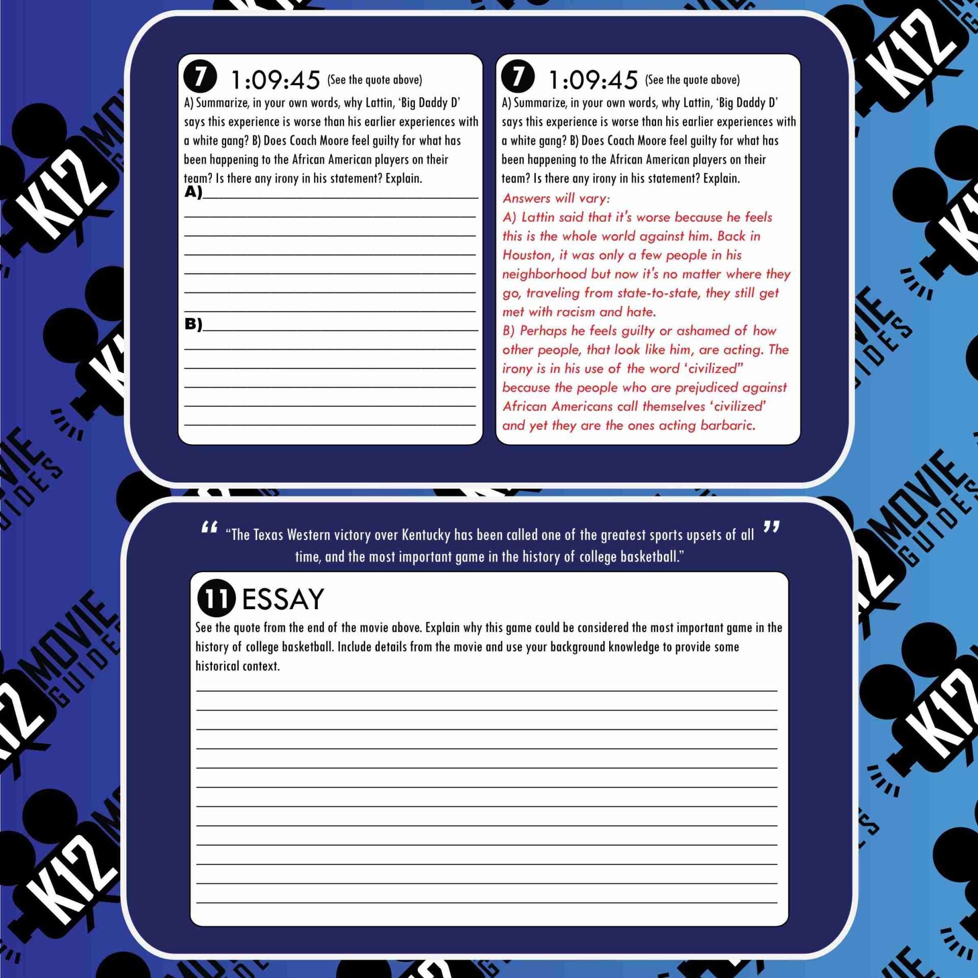 Glory Road Movie Guide | Questions | Worksheet (PG - 2006) Sample