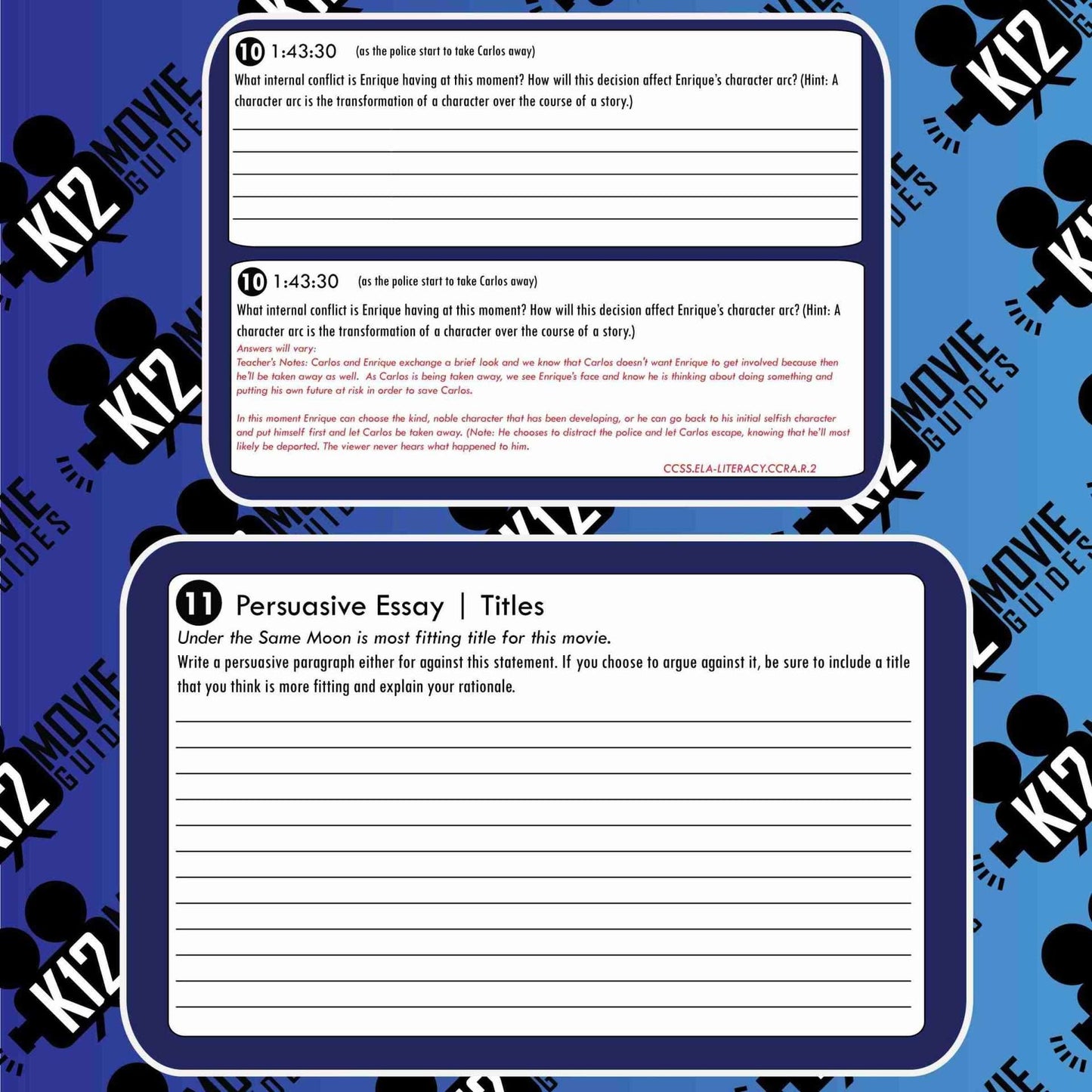 Under the Same Moon Movie Guide | Worksheet | Questions (PG13 - 2007) Sample
