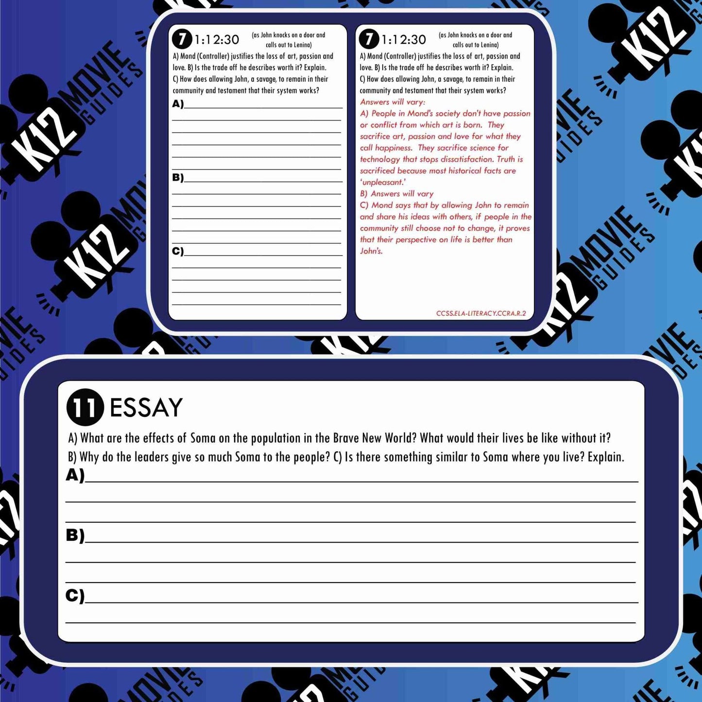 Brave New World Movie Guide | Worksheet | Questions | Google Slides (TV - 1998) Sample