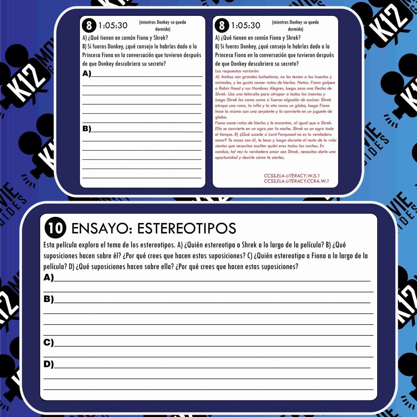 Shrek Movie Guide in Spanish | Español | Questions | (PG - 2001) Sample