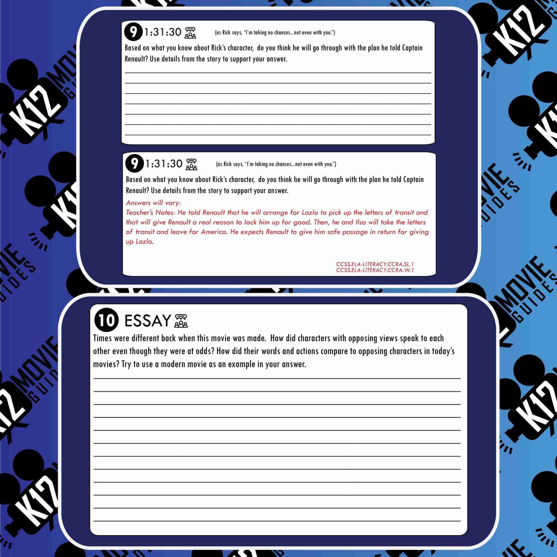 Casablanca Movie Guide | Worksheet | Questions | Google Slides (PG - 1942) Sample
