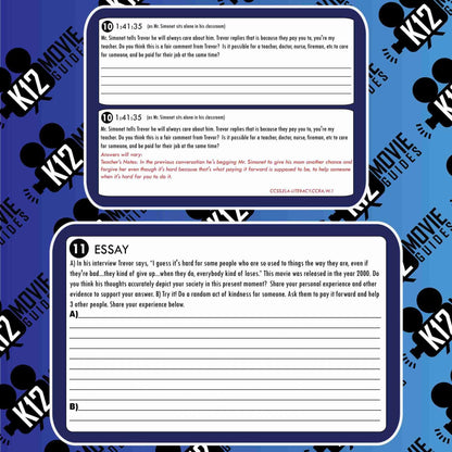 Pay It Forward Movie Guide | Worksheet | Questions (PG13 - 2000) Sample