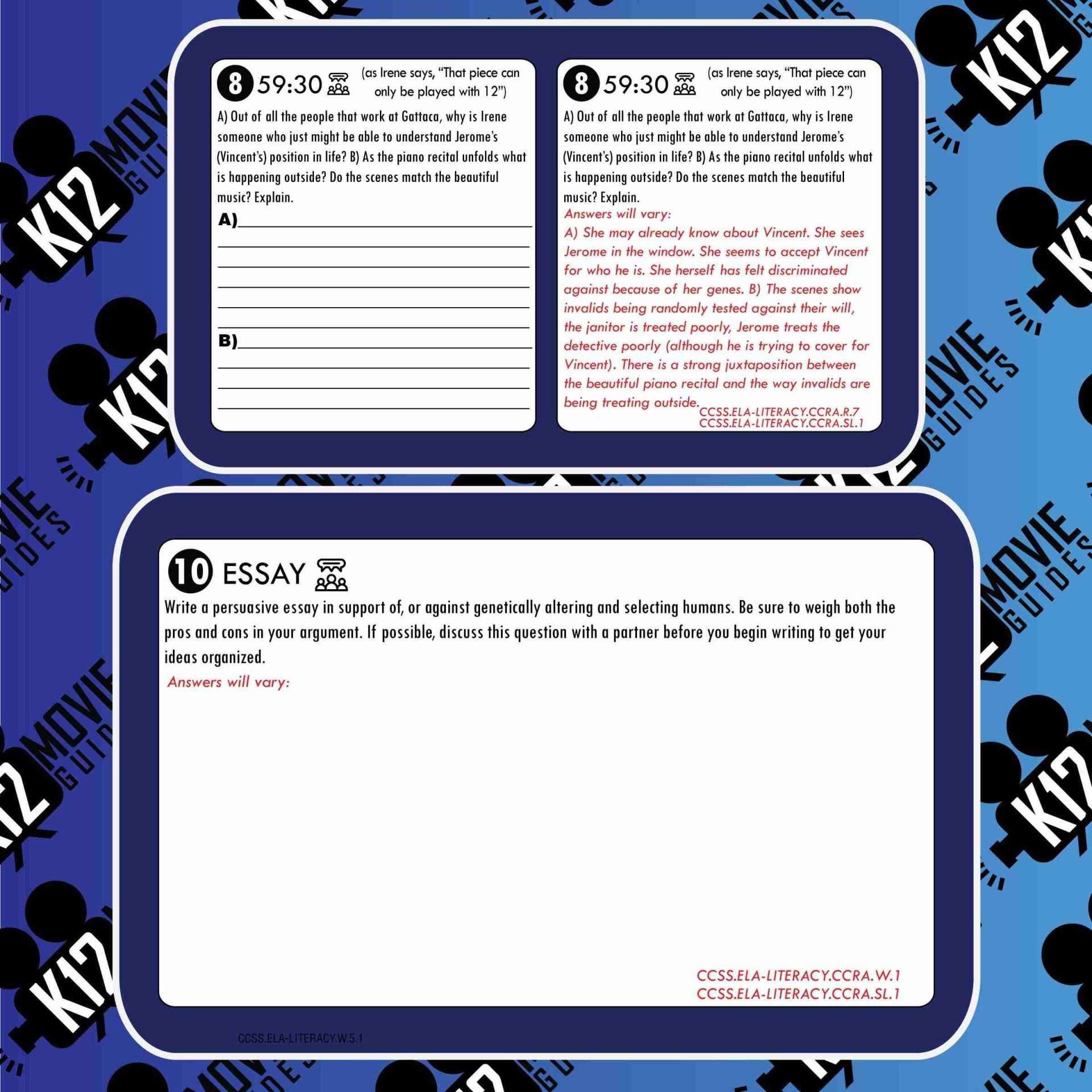 Gattaca Movie Guide | Questions | Worksheet (PG13 - 1997) Free Sample