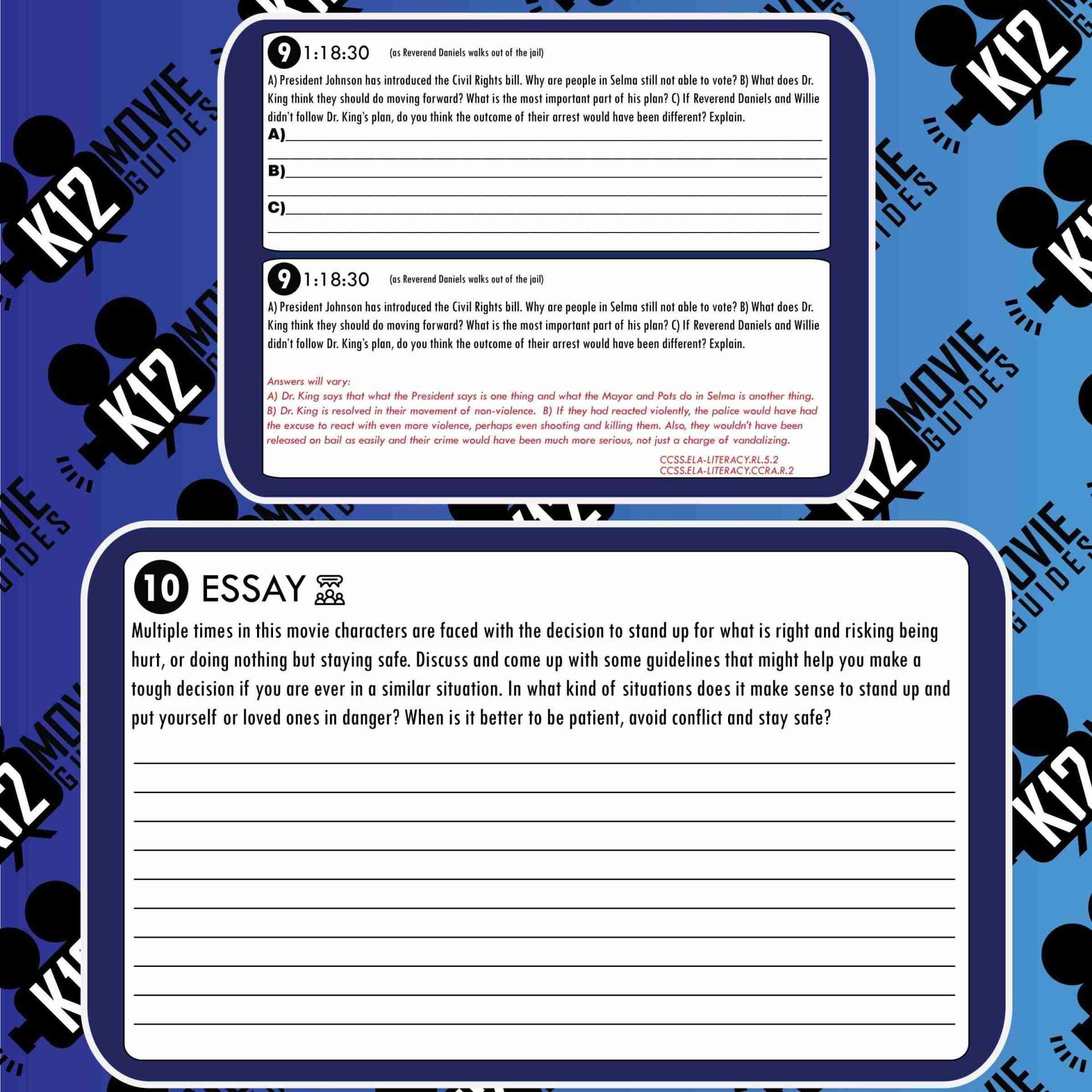 Selma, Lord, Selma Movie Guide | Worksheet | Questions | Google Classroom (TV - 1999) Sample
