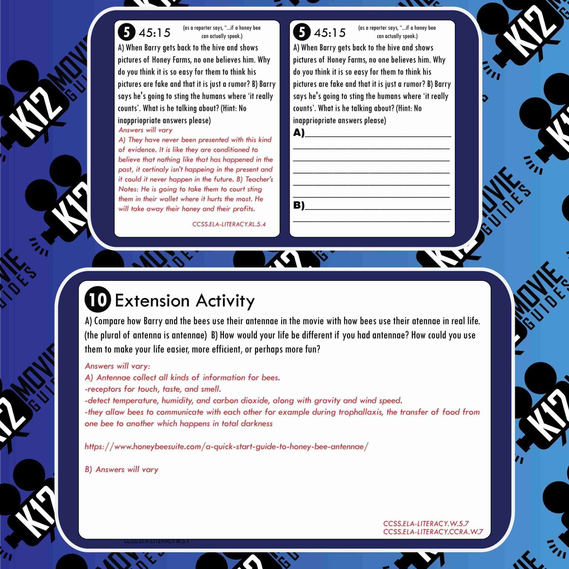 Bee Movie Movie Guide | Questions | Worksheet (PG - 2007) Free Sample