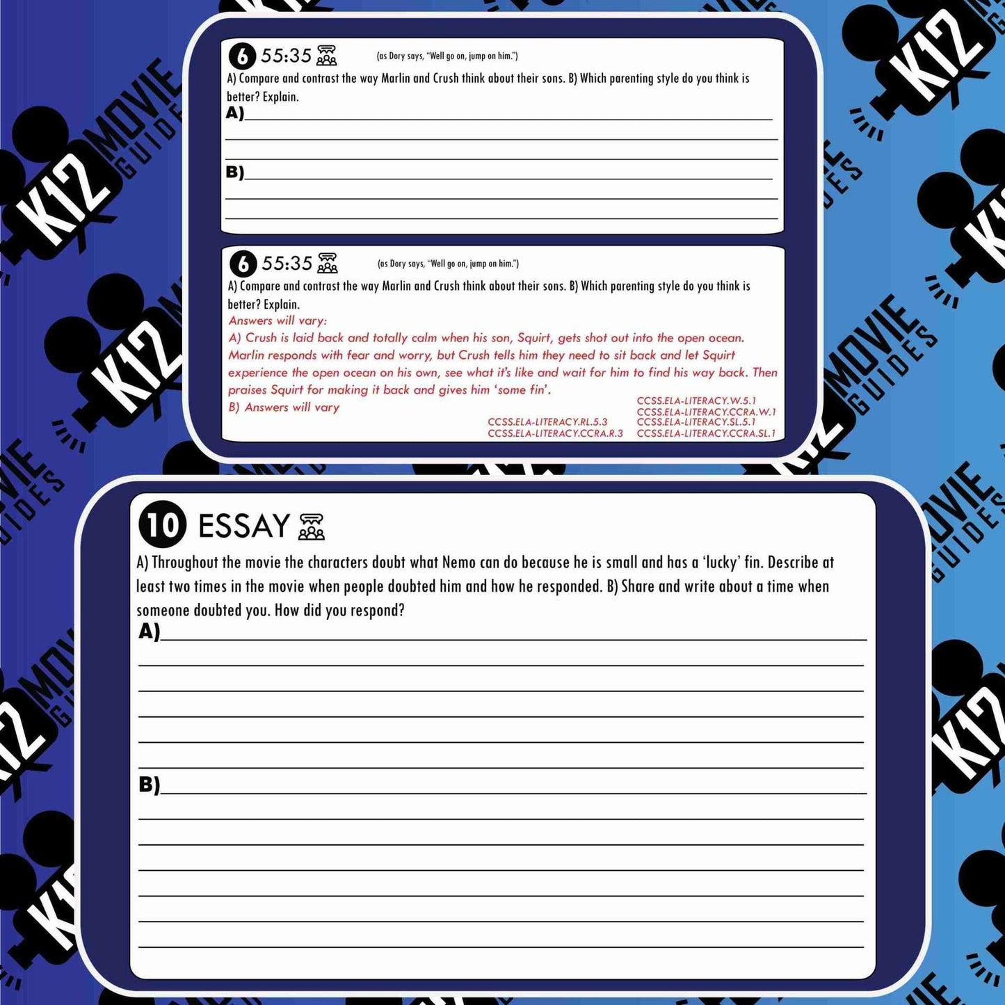 Finding Nemo Movie Guide | Worksheet | Questions | Google Slides (G - 2003) Sample