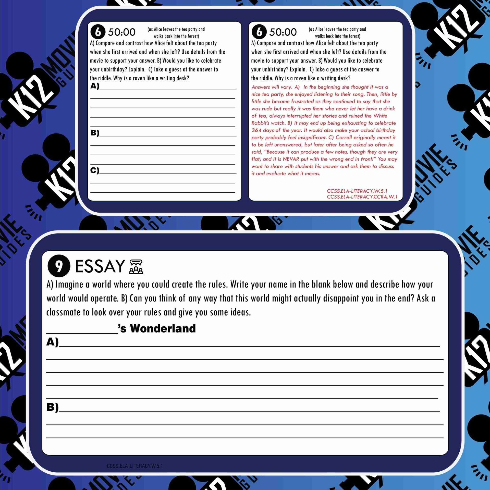 Alice in Wonderland Movie Guide | Worksheet | Questions | Google Slides (G - 1951) Sample