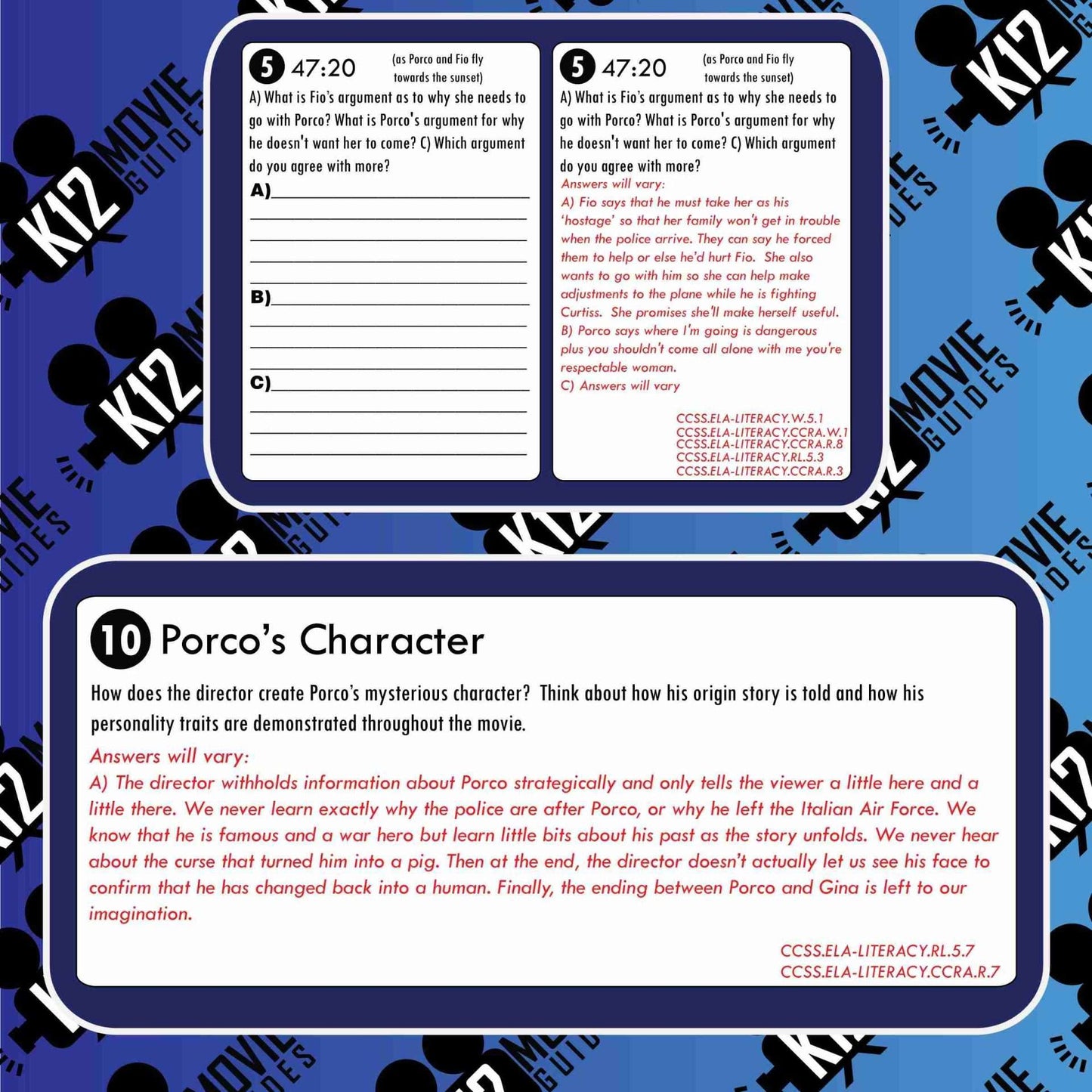 Porco Rosso Movie Guide | Worksheet | Questions | Google Slides (PG - 1992) Sample