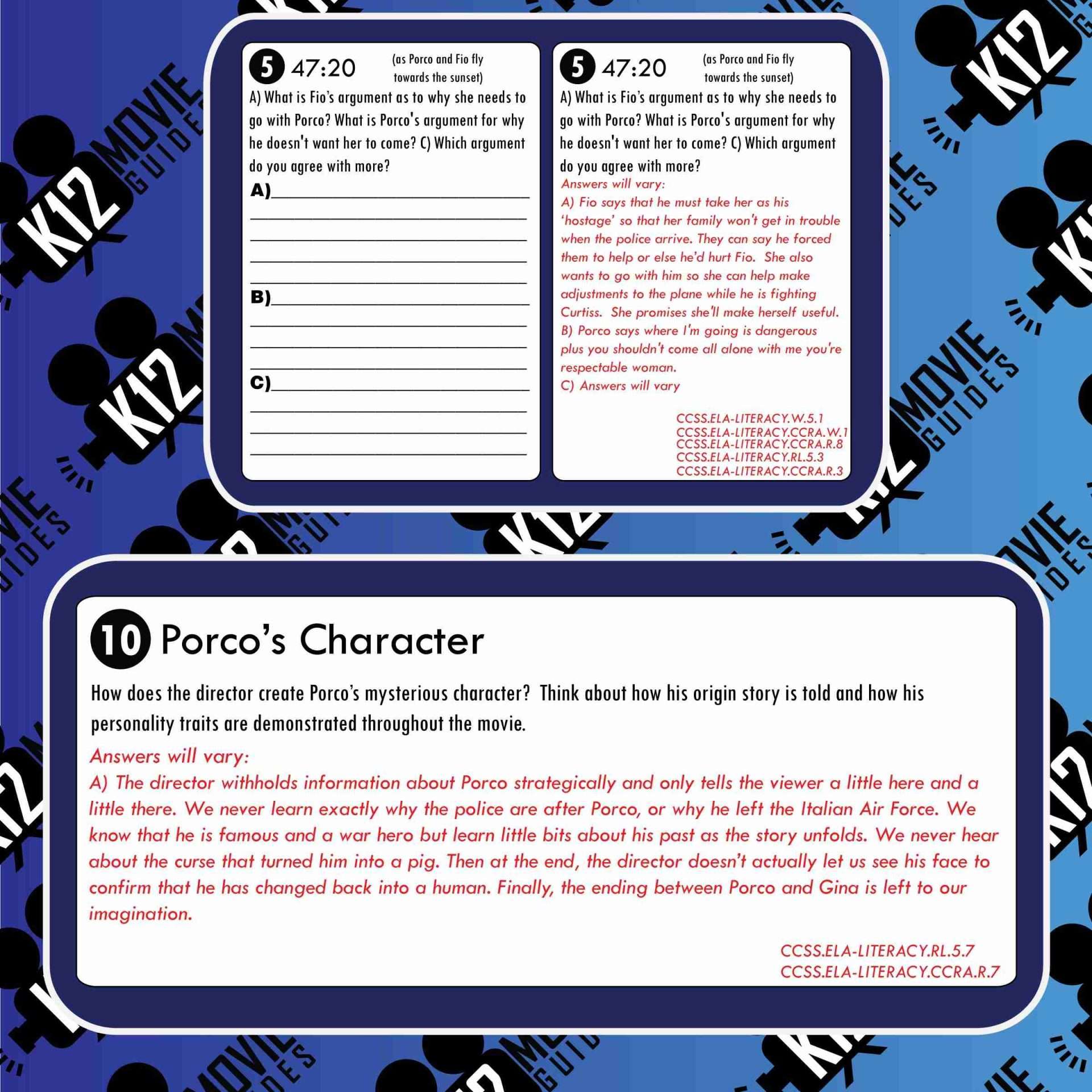 Porco Rosso Movie Guide | Worksheet | Questions | Google Slides (PG - 1992) Sample