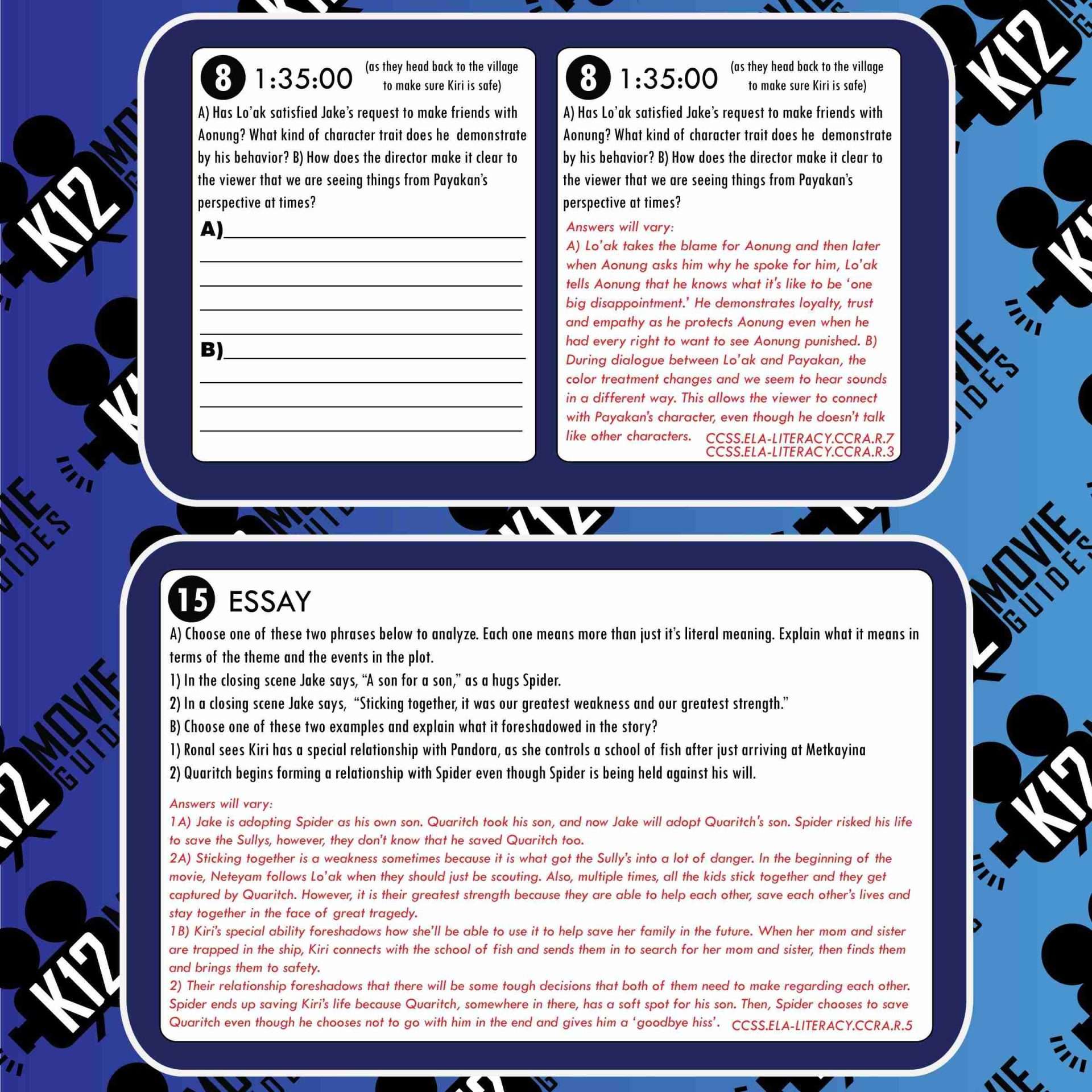 Avatar: The Way of the Water Movie Guide | Worksheet | Questions (PG13 - 2022) Sample 2