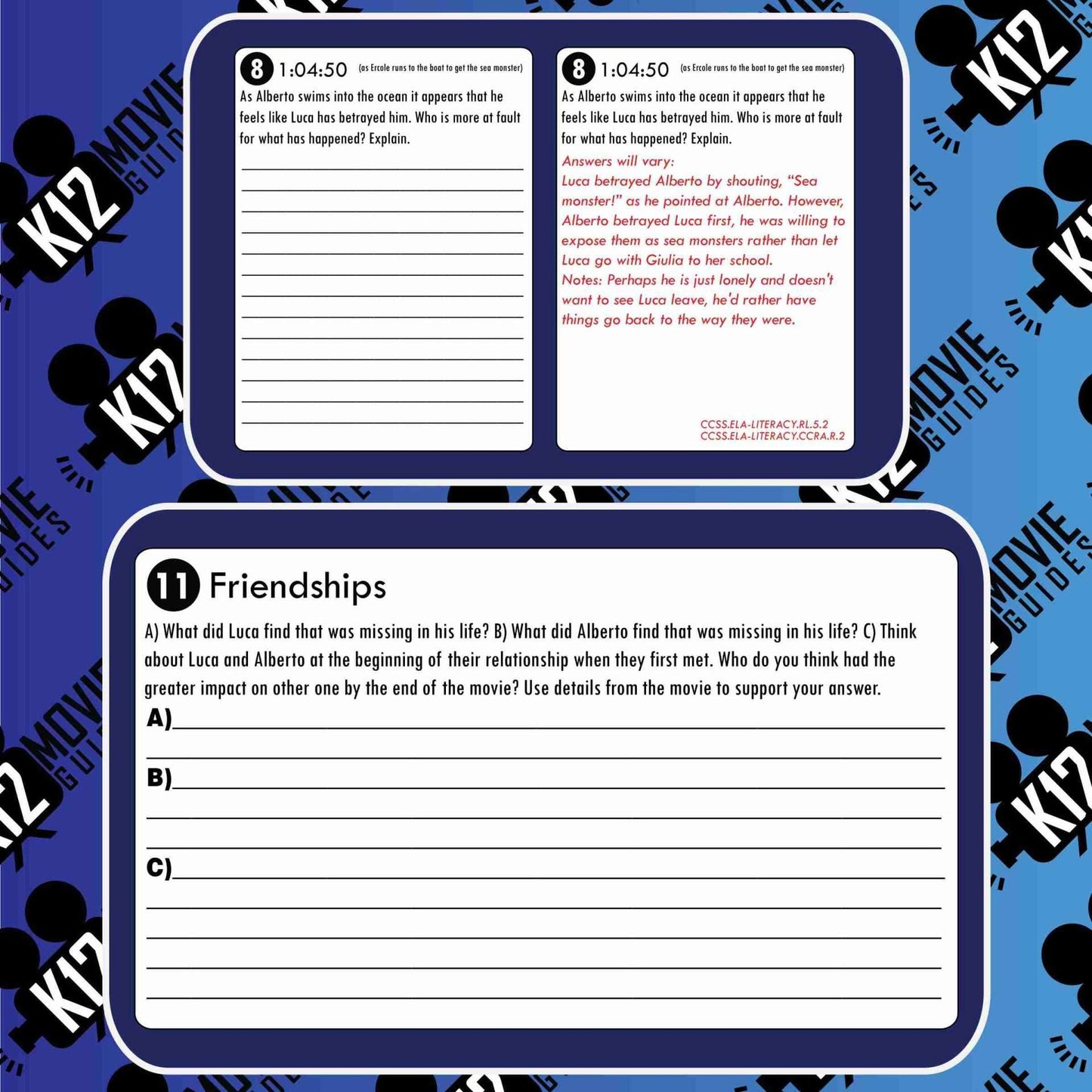 Luca Movie Guide | Worksheet | Questions | Google Classroom (PG - 2021) Sample