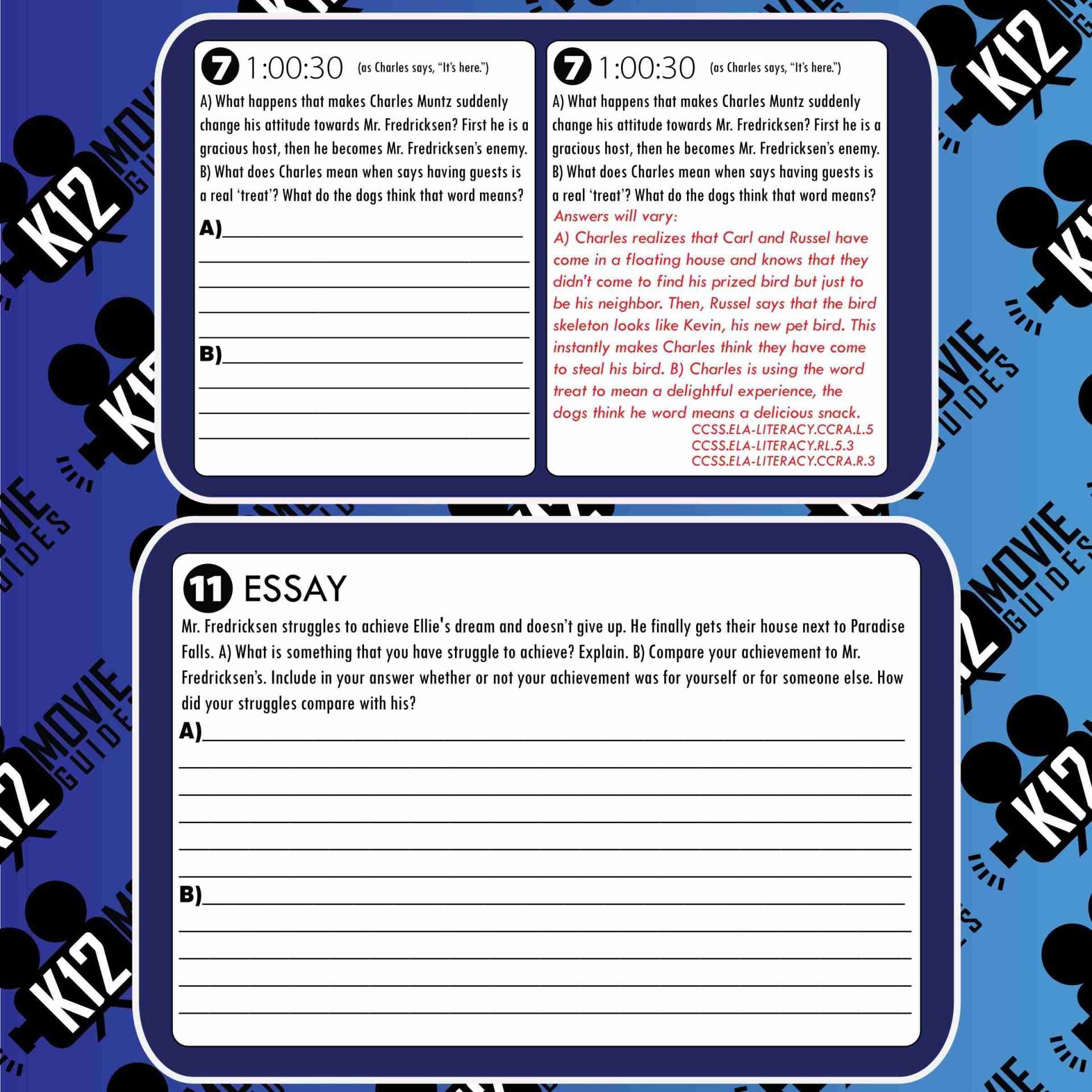 Up Movie Guide | Worksheet | Questions | Google Classroom (PG - 2009) Sample