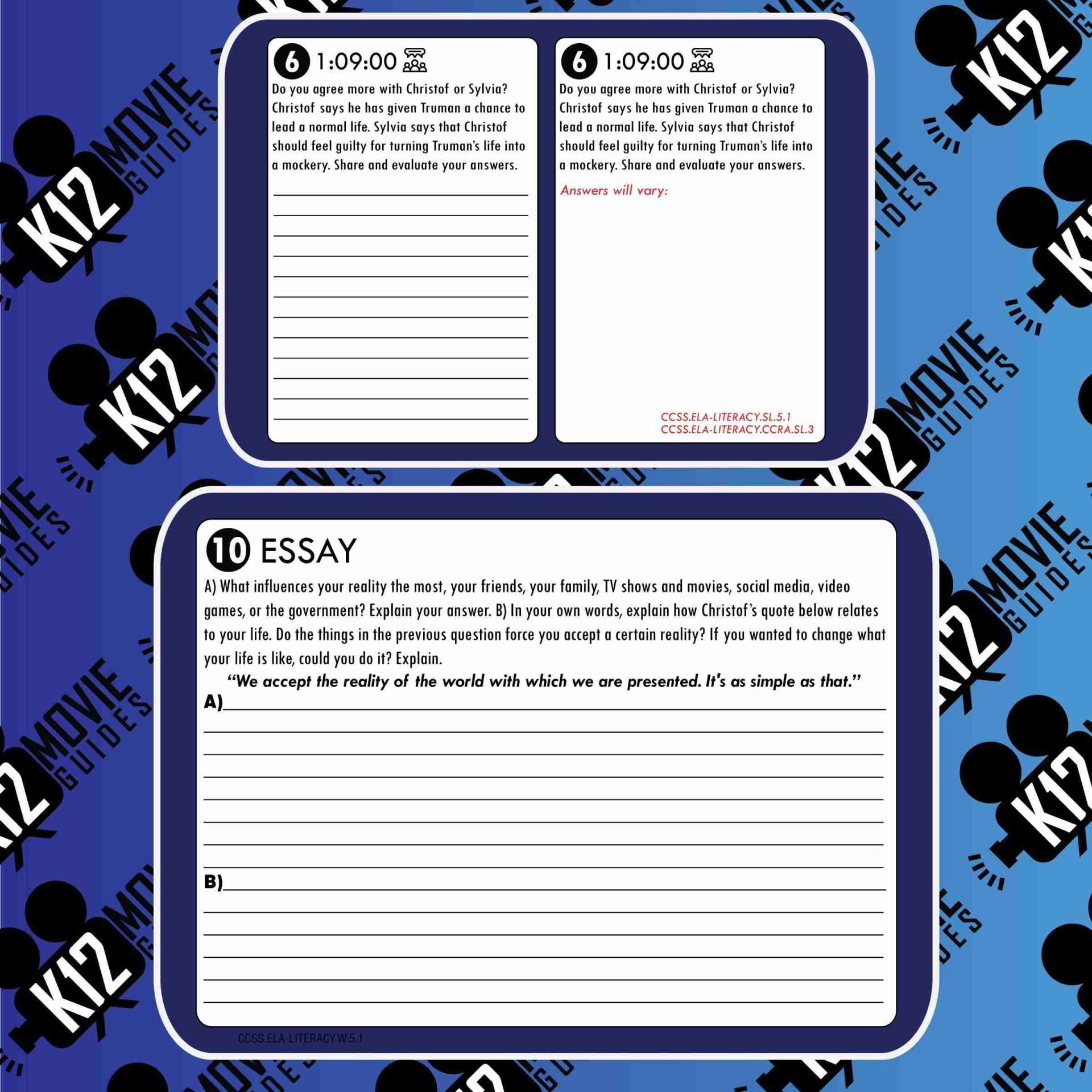 The Truman Show Movie Guide | Questions | Worksheet | Google (PG - 1998) Free Sample