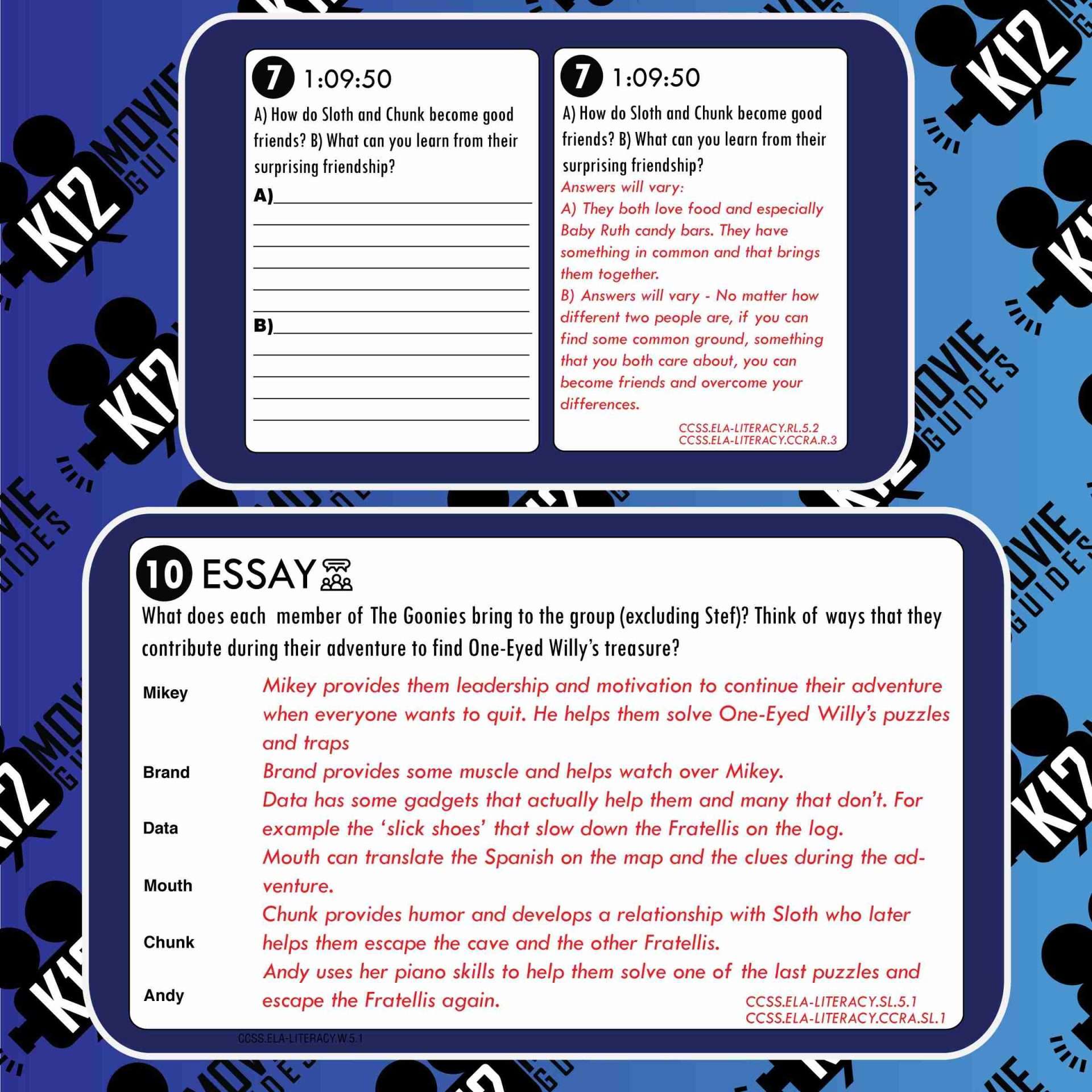 The Goonies Movie Guide | Questions | Worksheet (PG - 1985) Free Sample
