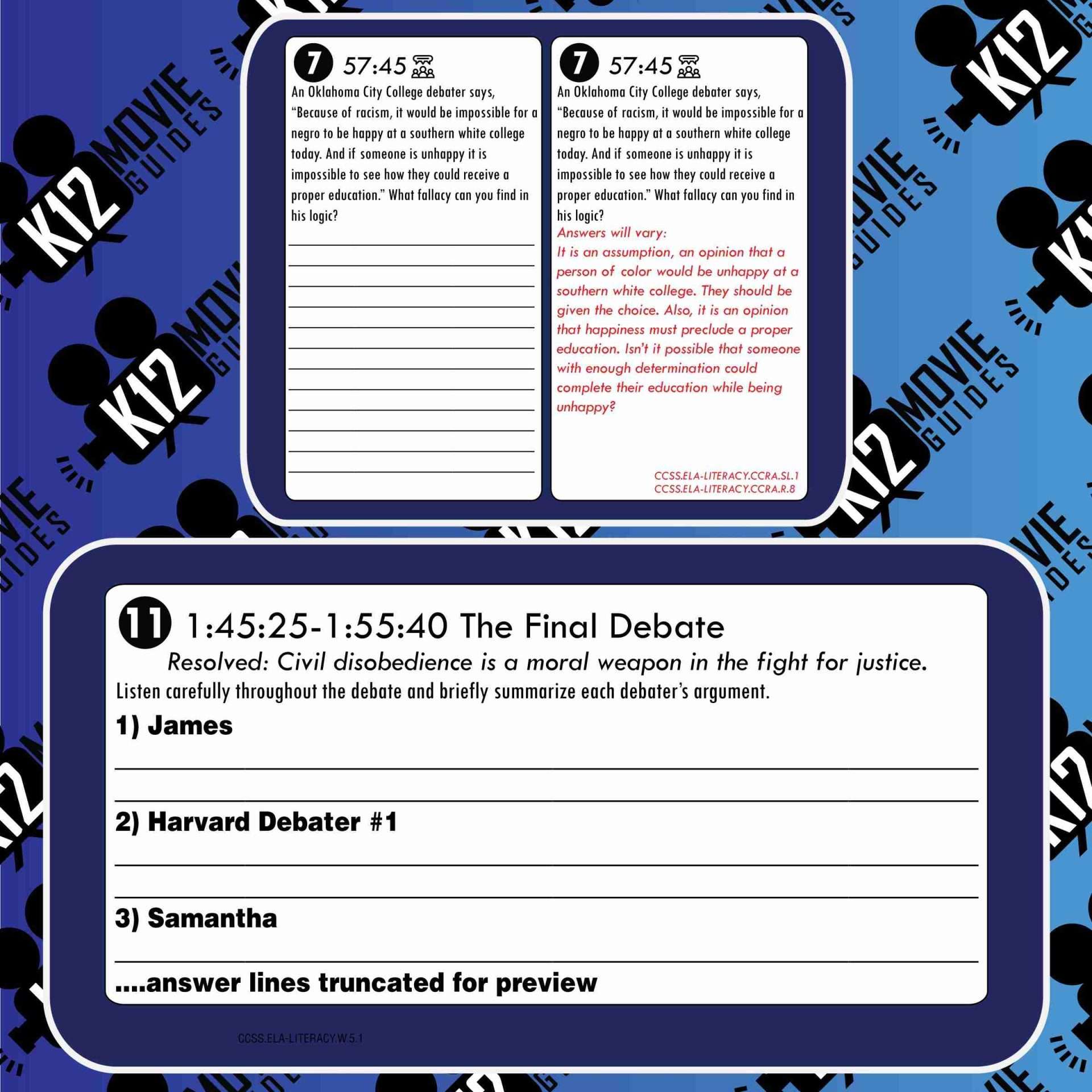 The Great Debaters Movie Guide | Questions | Worksheet | Google Form (PG13 - 2007) Free Sample