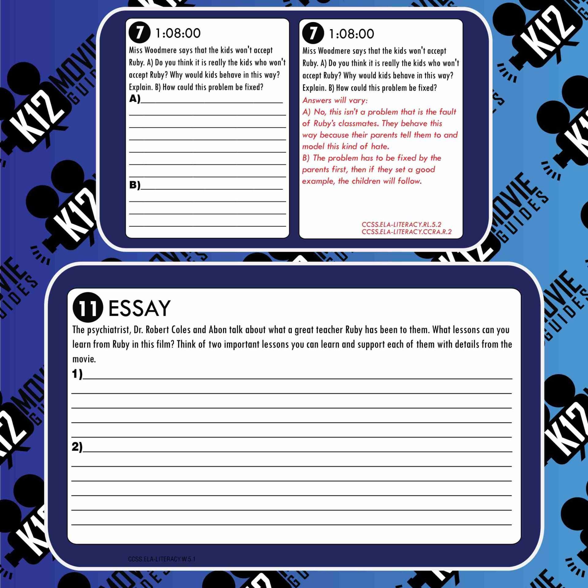 Ruby Bridges Movie Guide | Questions | Worksheet (TVPG - 1997) Free Sample