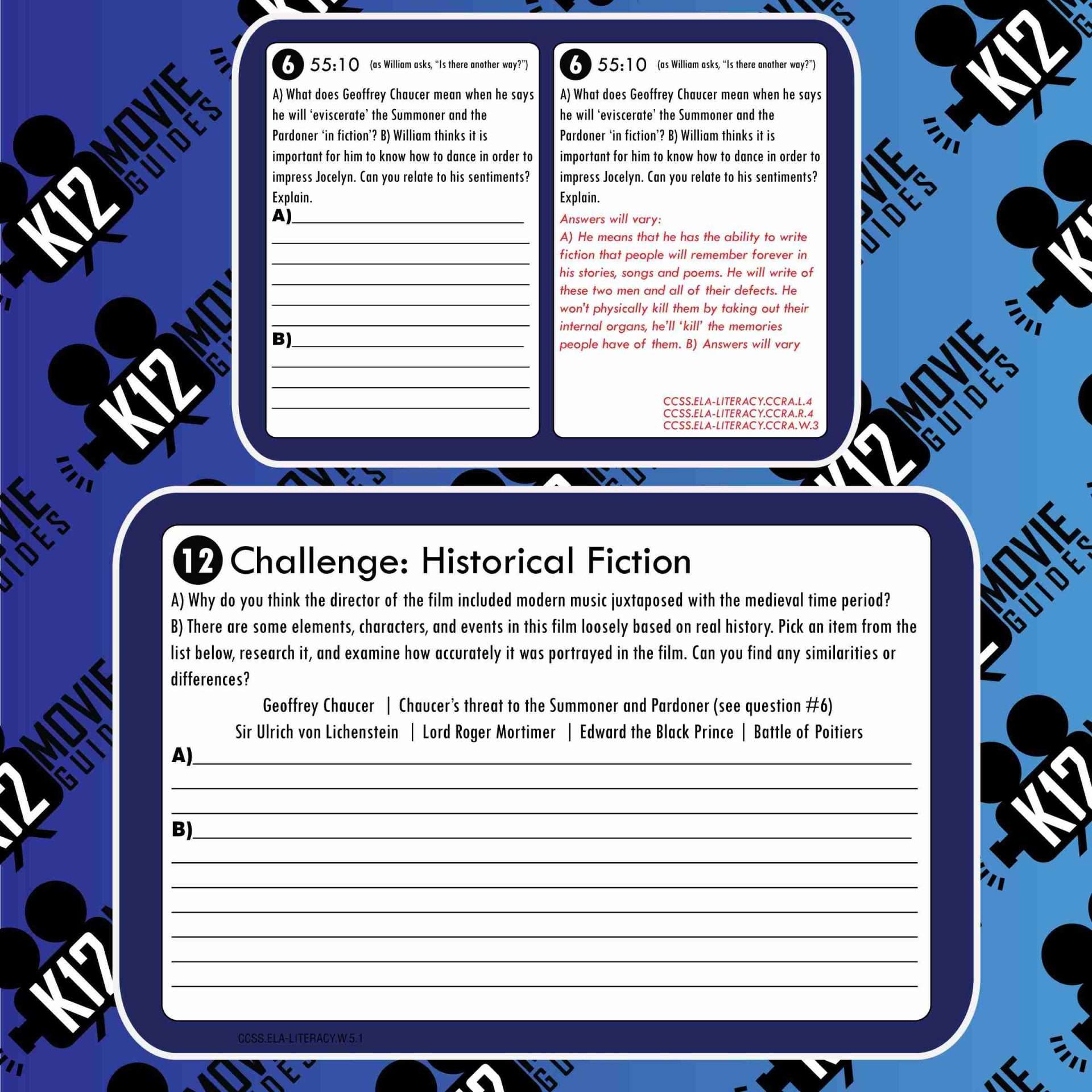 A Knight's Tale Movie Guide | Questions | Worksheet | Google Form (PG13 - 2001) Free Sample