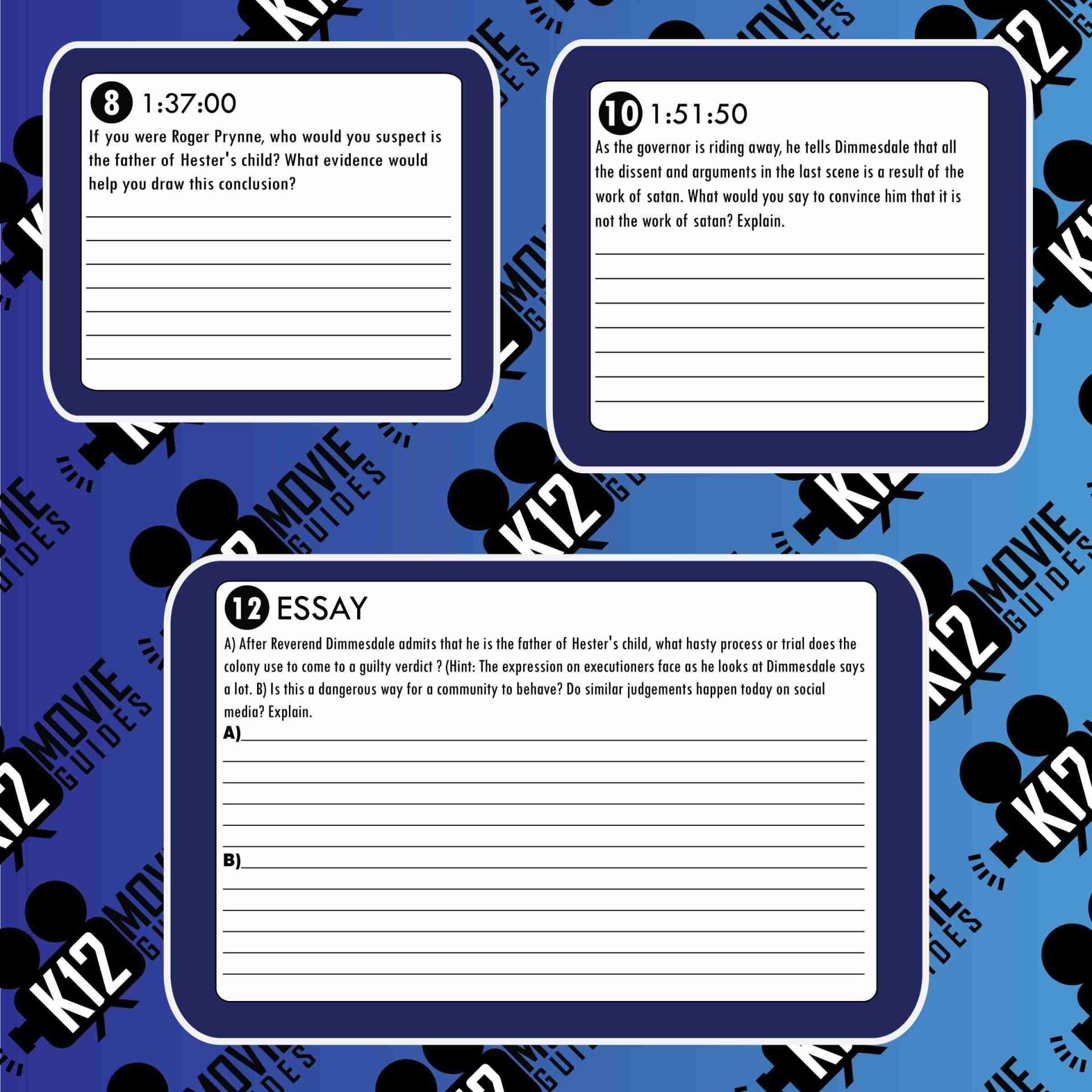 The Scarlet Letter Movie Guide | Questions | Worksheet (R - 1995) Sample