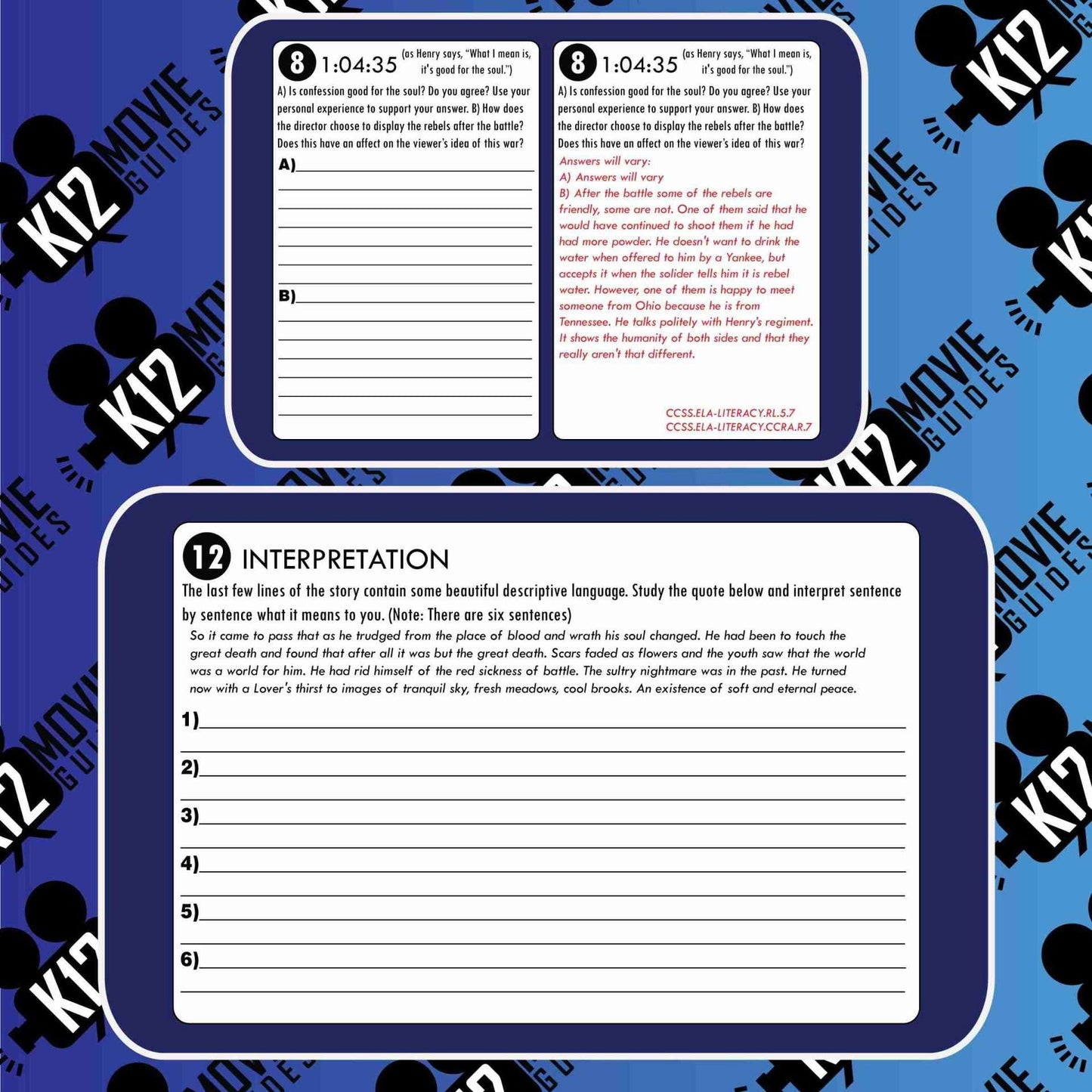 The Red Badge of Courage Movie Guide | Worksheet | Questions (NR - 1951) Sample