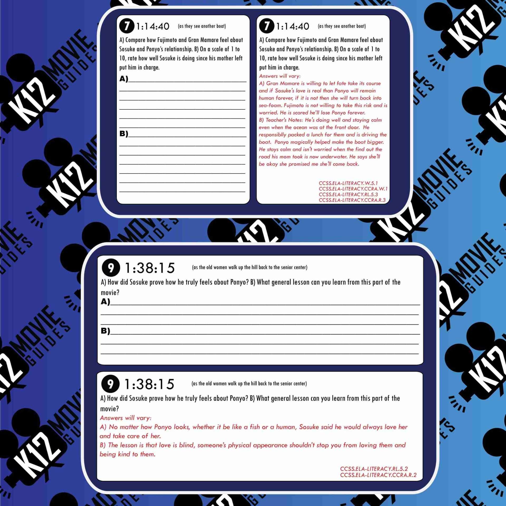 Ponyo Movie Guide | Worksheet | Questions | Google Slides (G - 2008) Sample