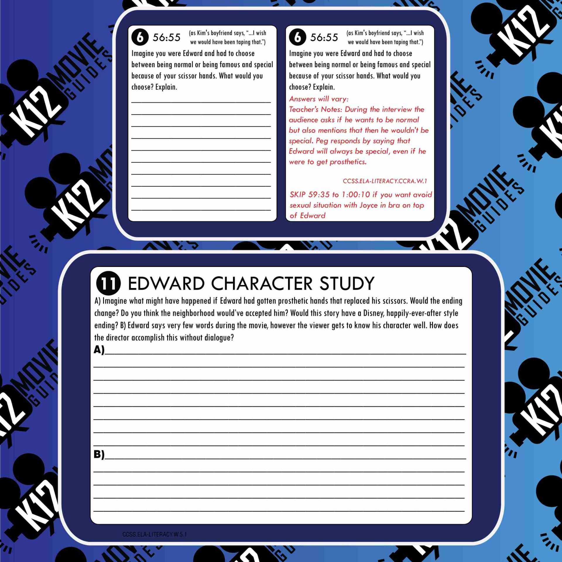 Edward Scissorhands Movie Guide | Questions | Worksheet | Google (PG13 - 1990) Free Sample