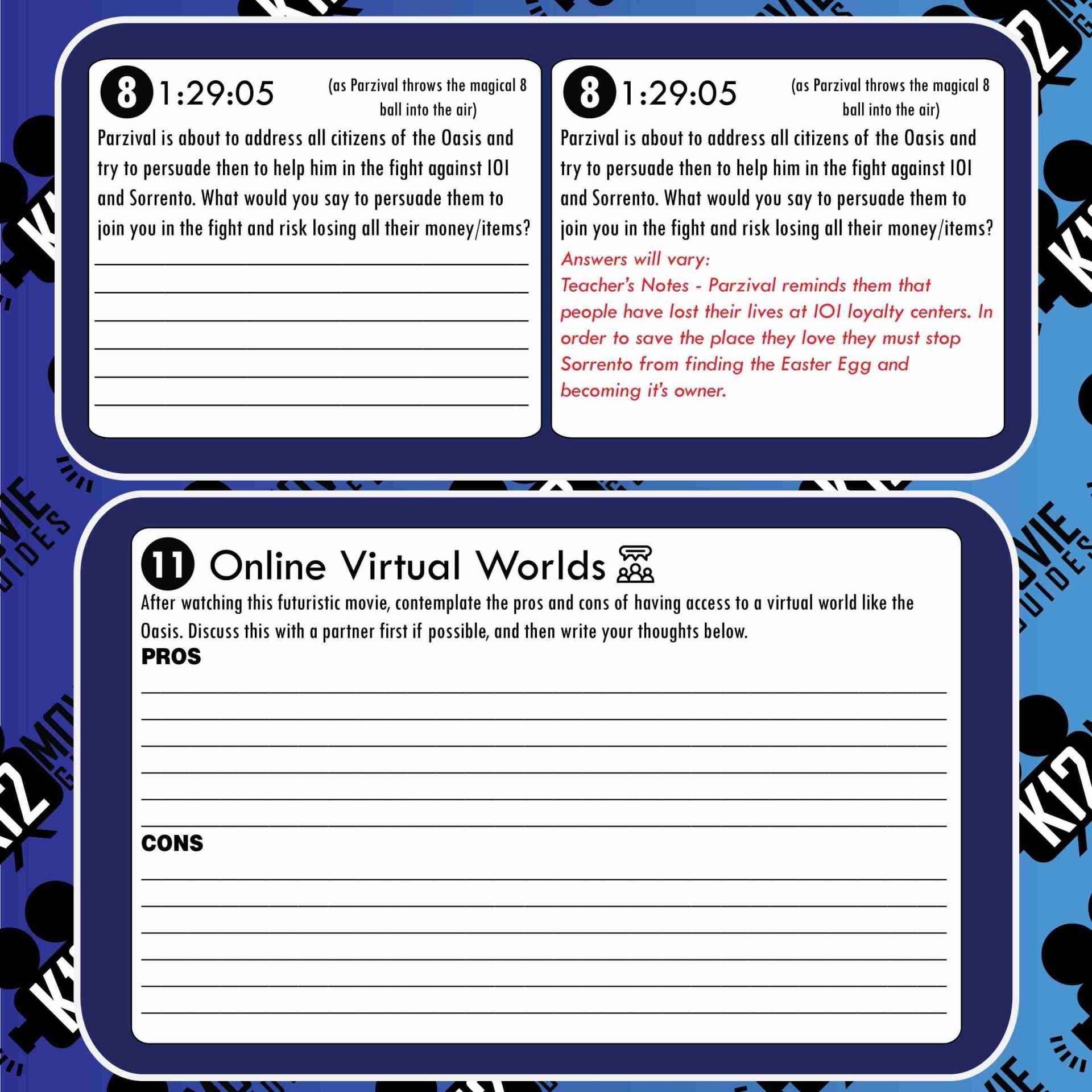 Ready Player One Movie Guide | Questions | Worksheet (PG13 - 2018) Free Sample