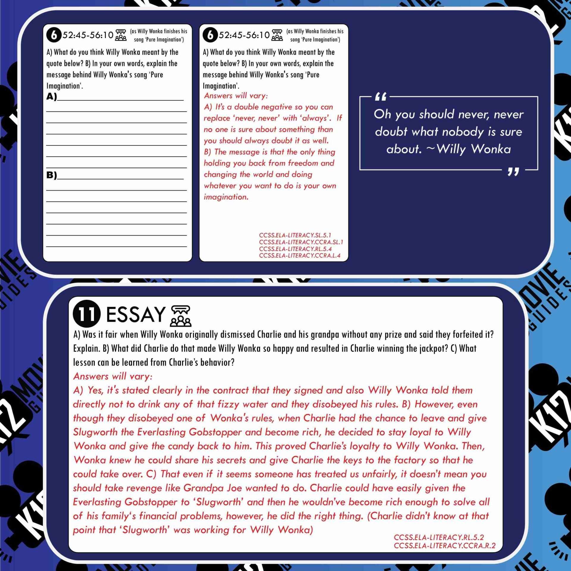 Willy Wonka & the Chocolate Factory Movie Guide | Questions |Worksheet(G - 1971) Free Sample