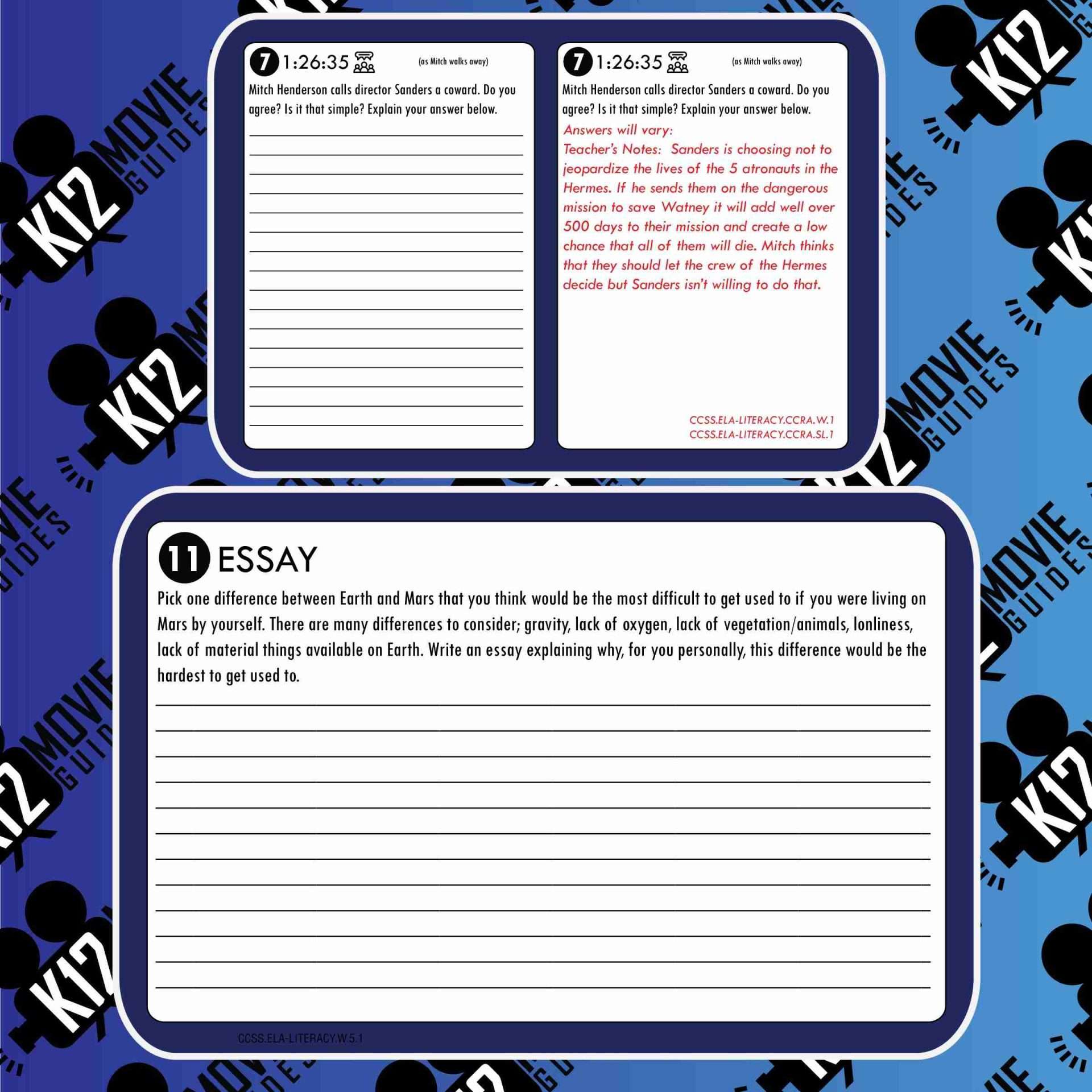 The Martian Movie Guide | Questions | Worksheet (PG13 - 2015) Sample Questions
