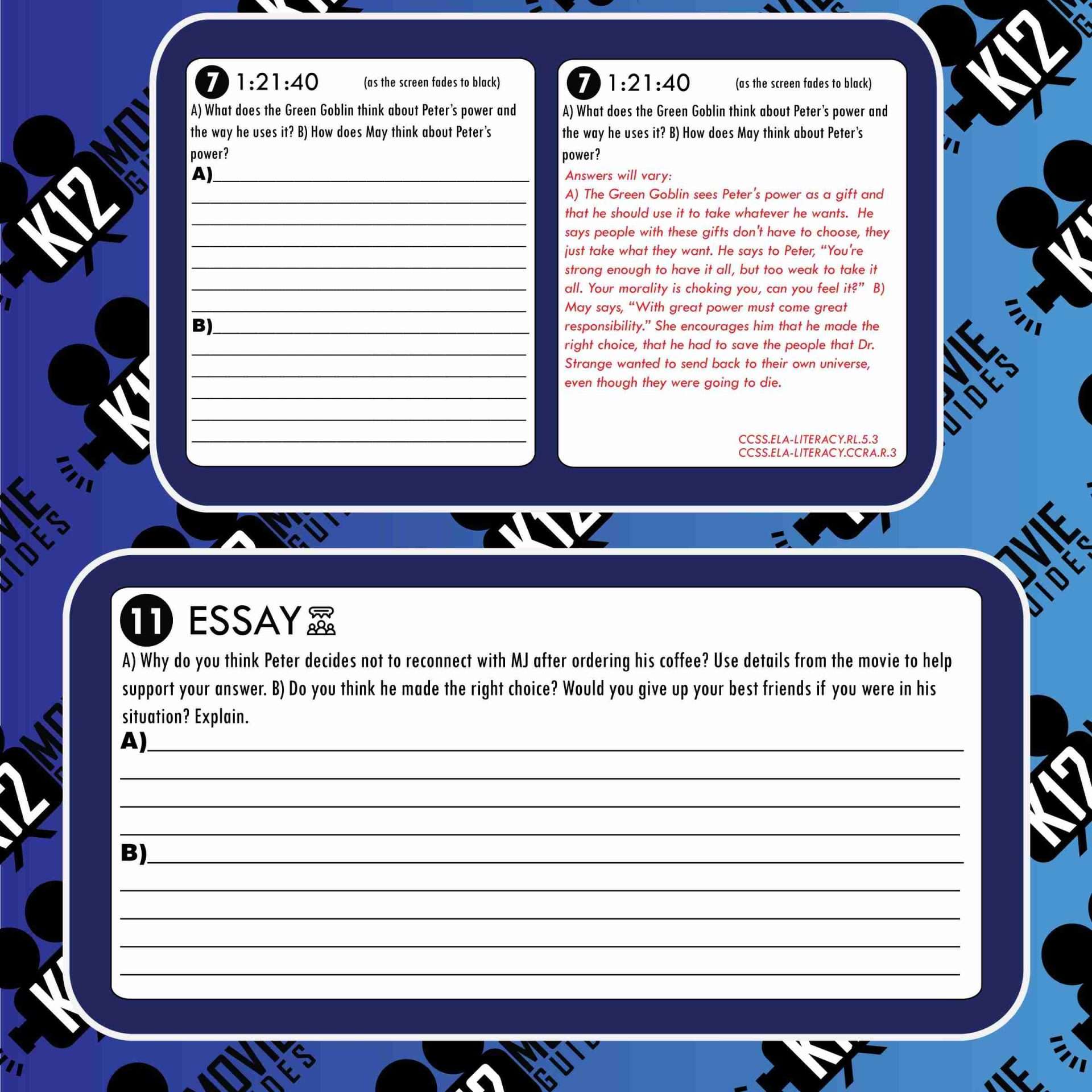 Spider-Man: No Way Home Movie Guide | Worksheet | Questions | (PG13 - 2021) Sample
