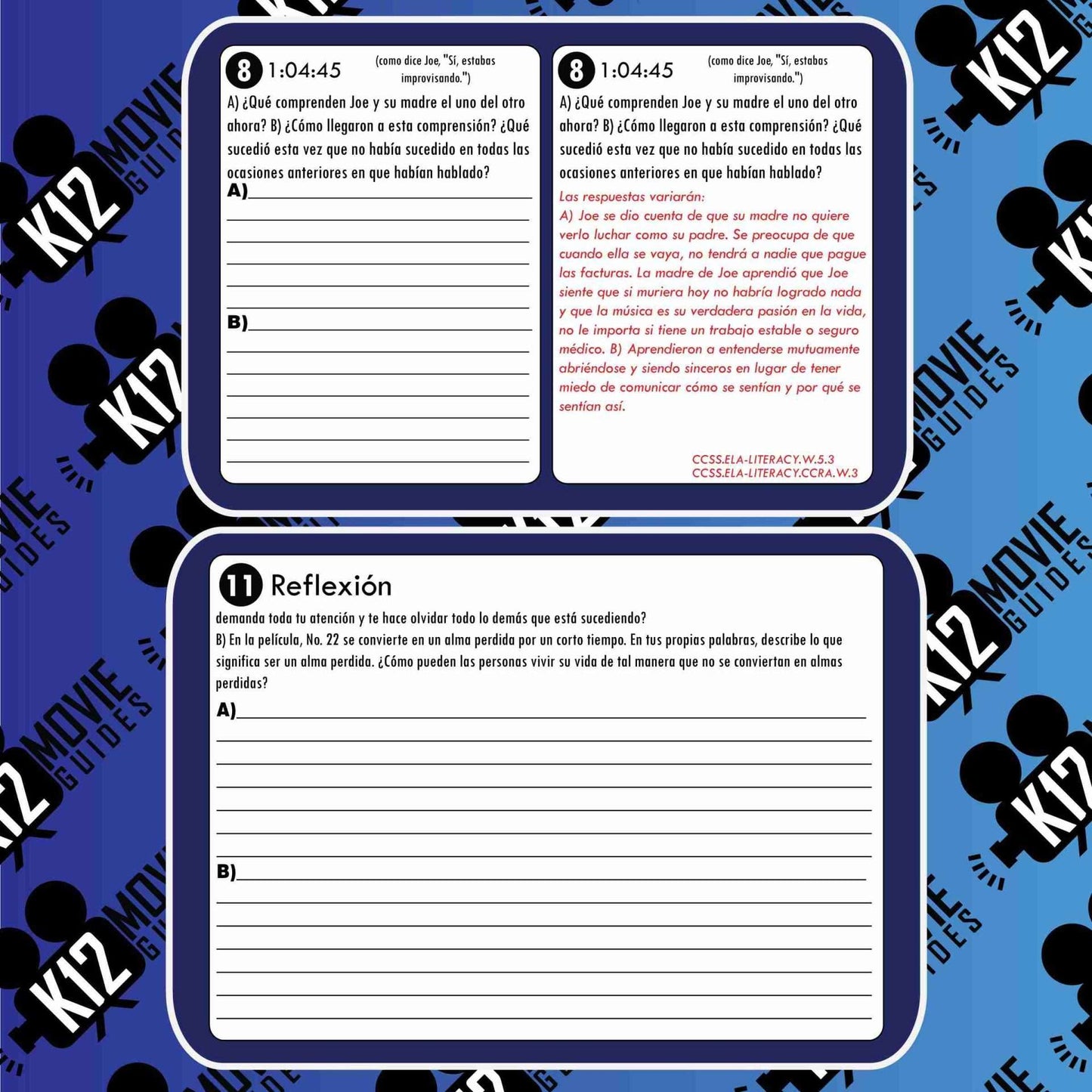 Soul Movie Guide in Spanish | Español | Alma | Worksheet | Questions (PG - 2020) | Sample