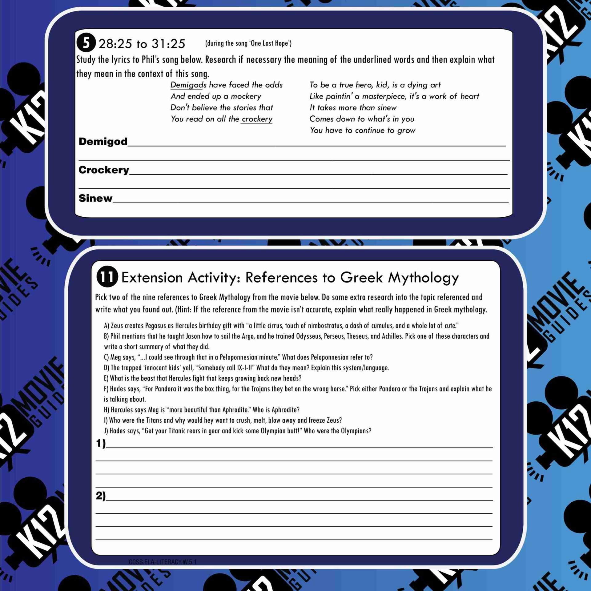 Hercules Movie Guide | Worksheet | Questions | Google Form (G - 1997) Free Sample